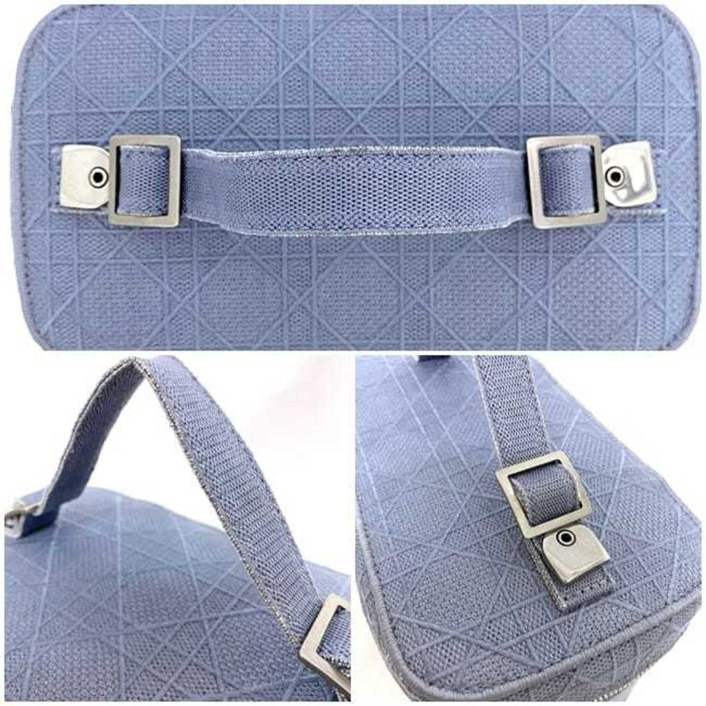Christian Dior Light Blue Canvas Handbag Vanity Bag (Pre-Owned)