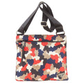 Prada Beige Navy Red Color Canvas Shoulder Bag