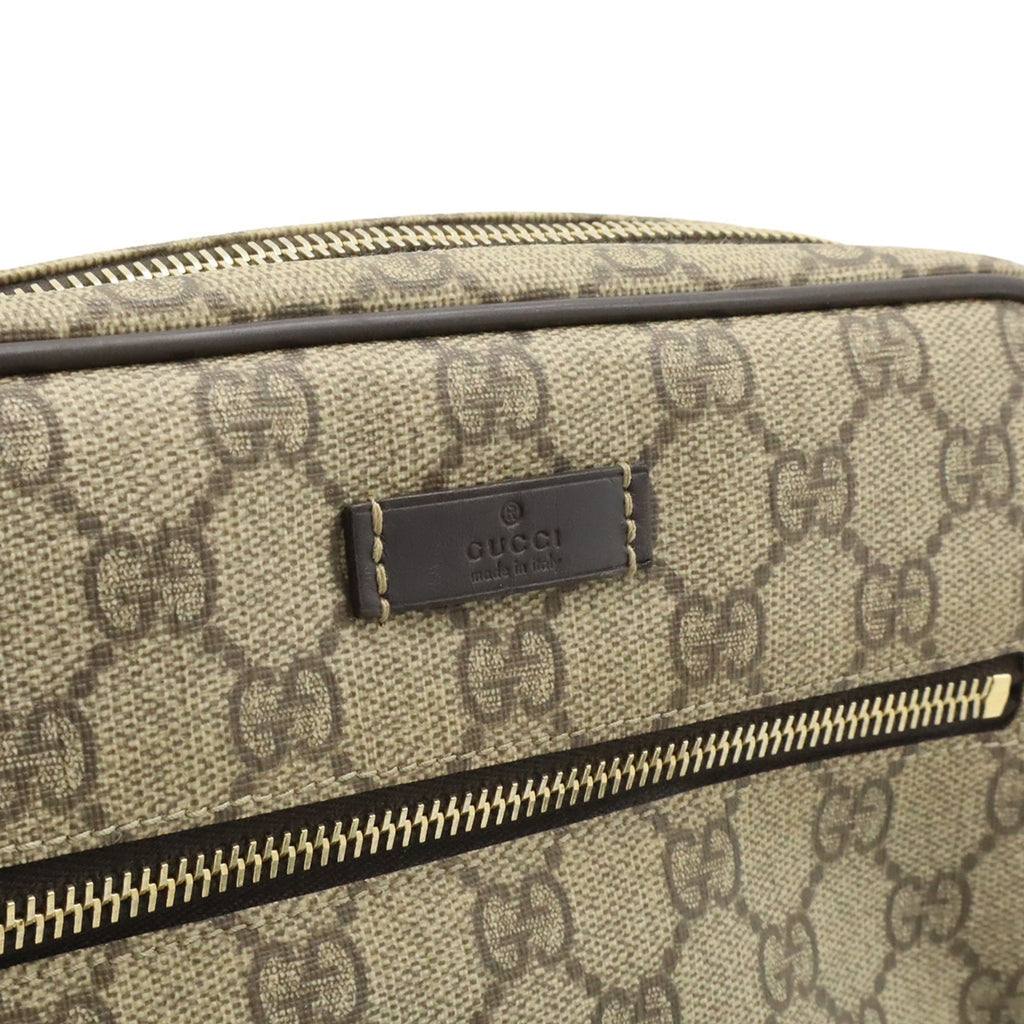 Gucci Beige Dark Brown Khaki Gg Supreme Canvas Leather Pochette Shoulder Bag (Pre-Owned)