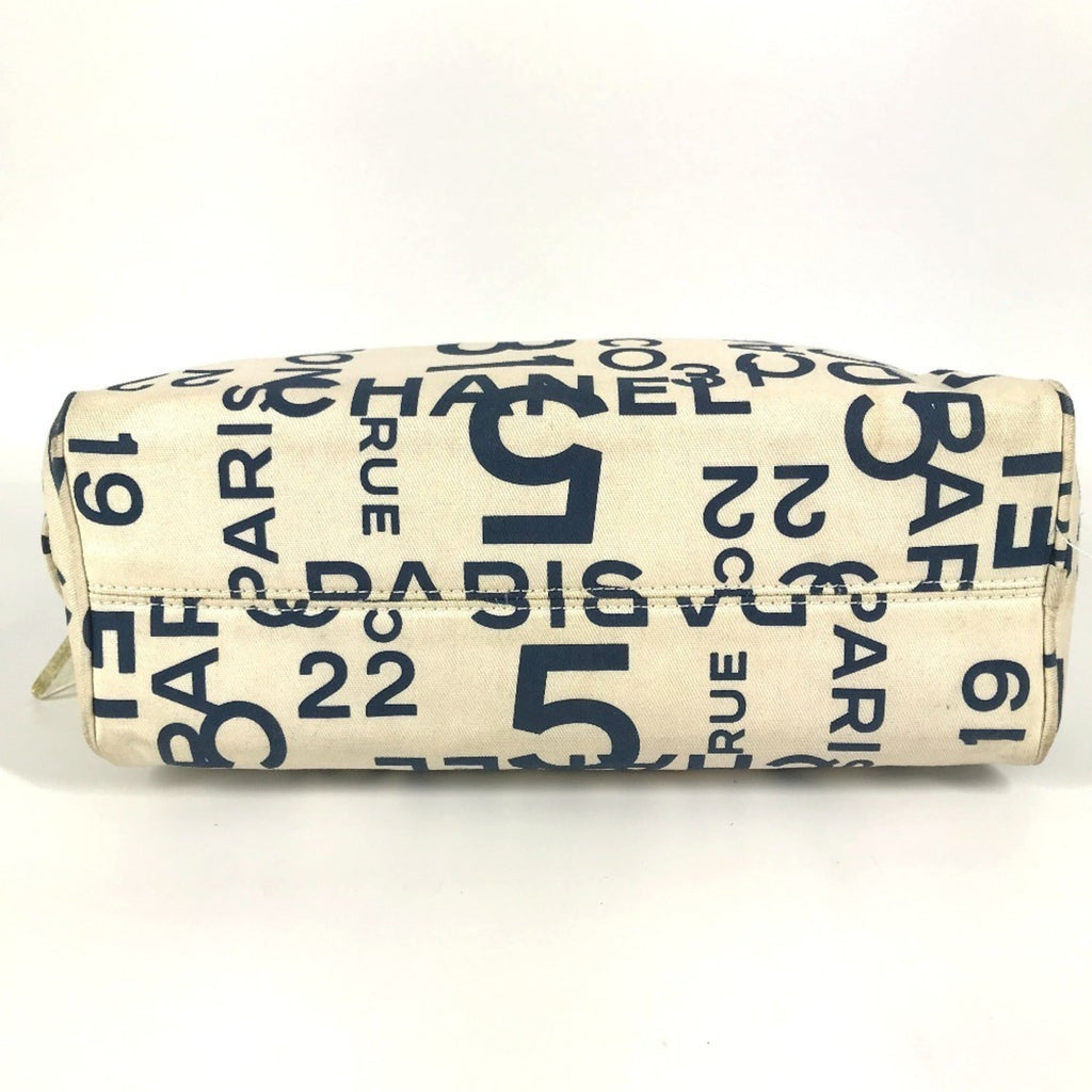 Chanel Navy White Canvas Clutch Bag