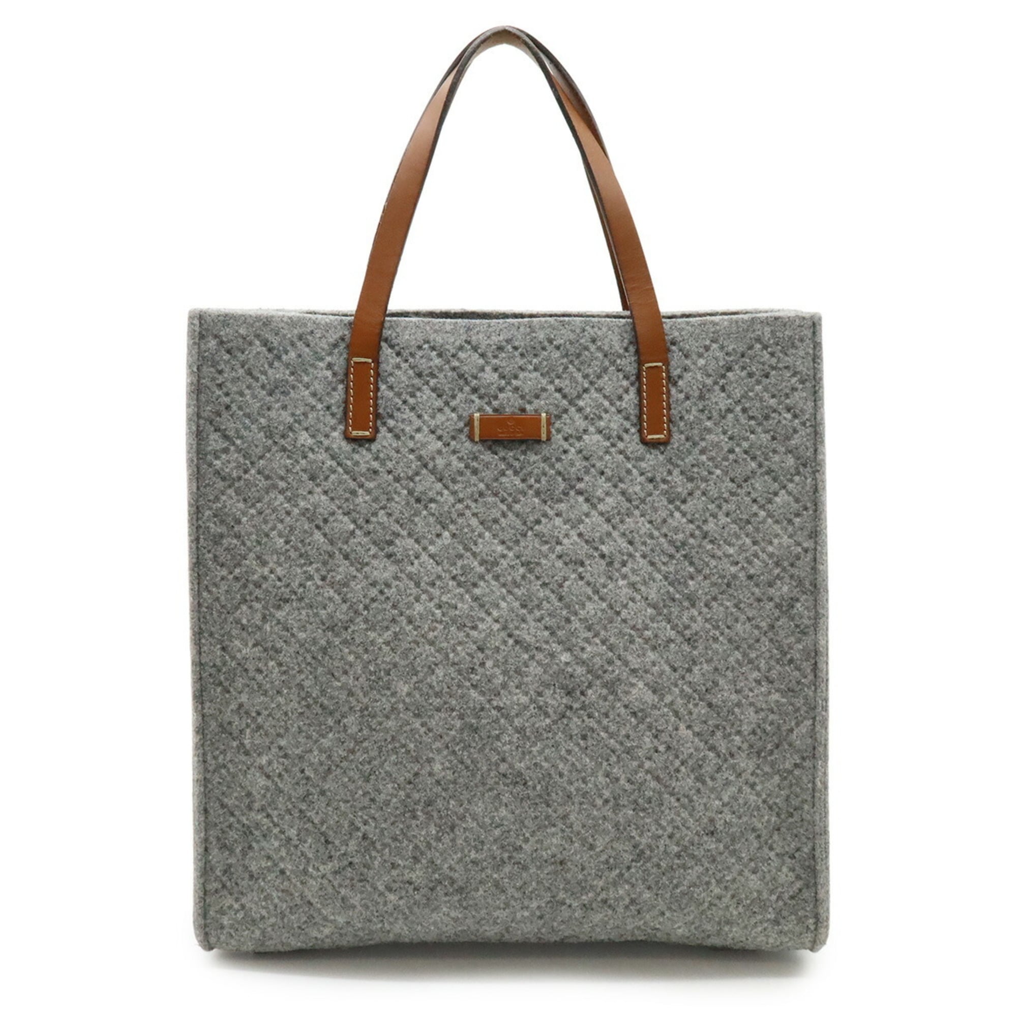 Gucci Diamante Gray Brown Felt Leather Handbag Shoulder Bag Tote Bag (Pre-Owned)