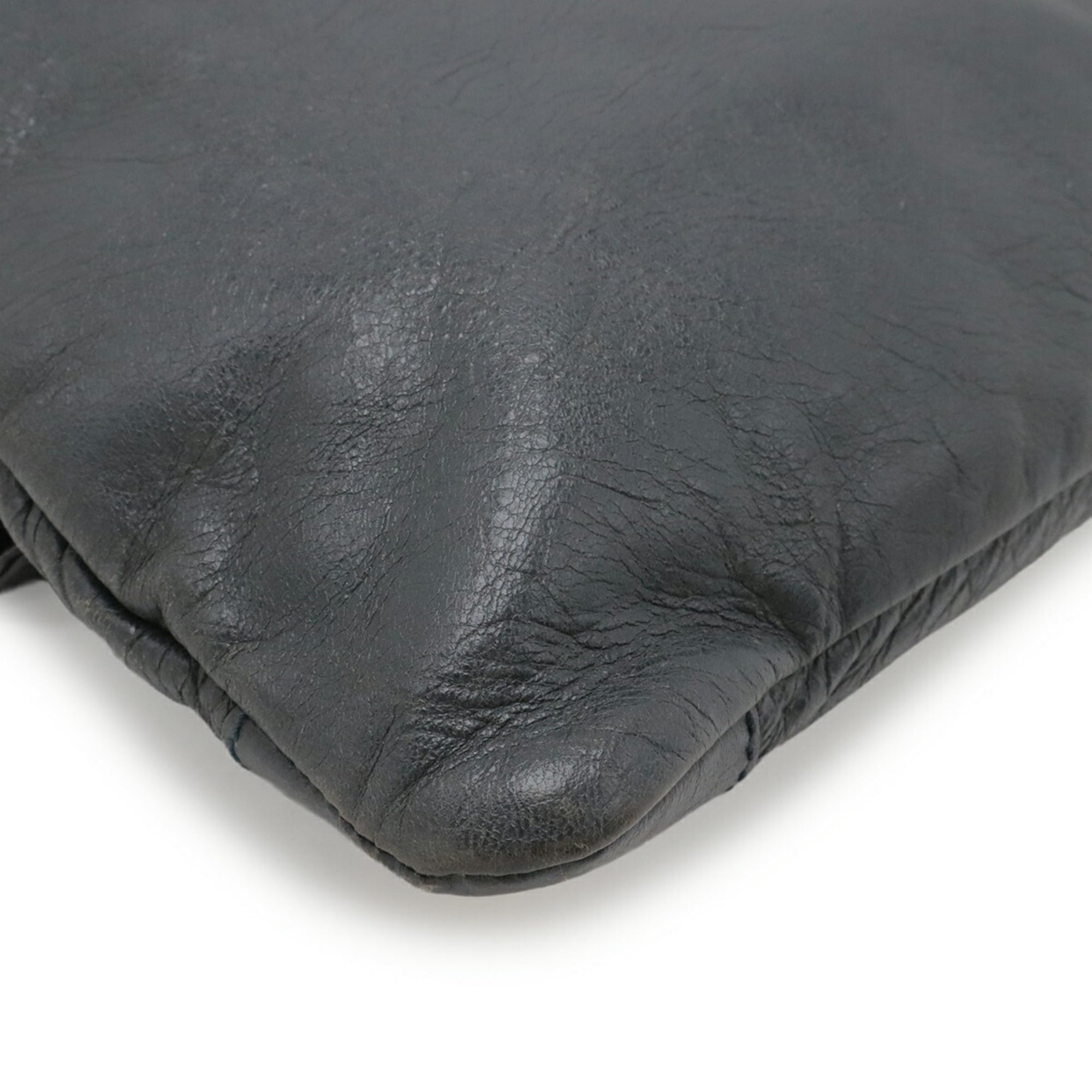 Balenciaga Giant Dark Gray Leather Clutch Bag Shoulder