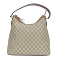 Gucci Beige Brown Gg Supreme Canvas Leather Shoulder Bag (Pre-Owned)