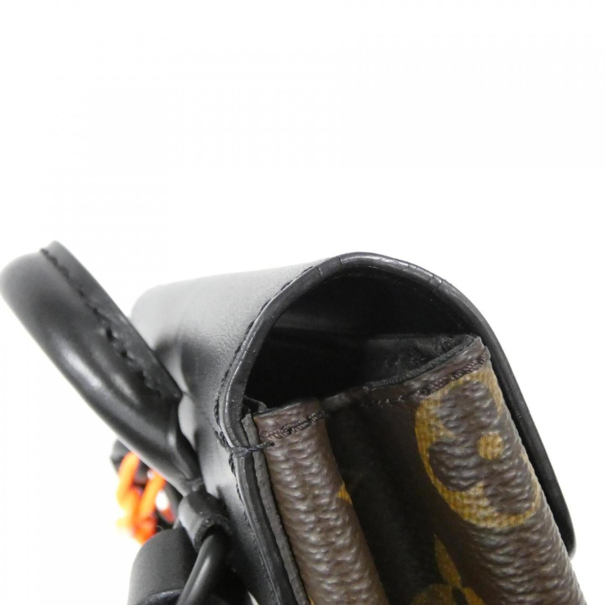 Louis Vuitton Black Brown Coated Canvas Shoulder Bag