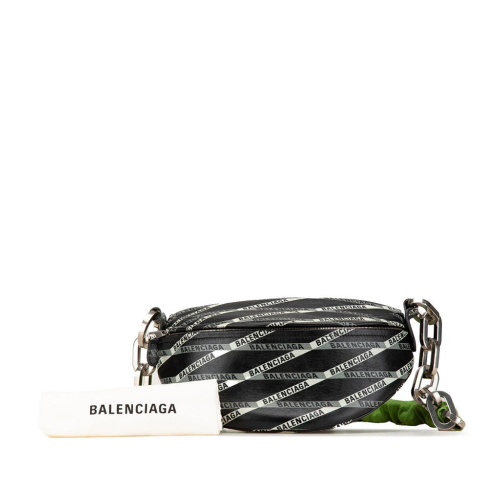 Balenciaga Black Green Leather Fanny Pack