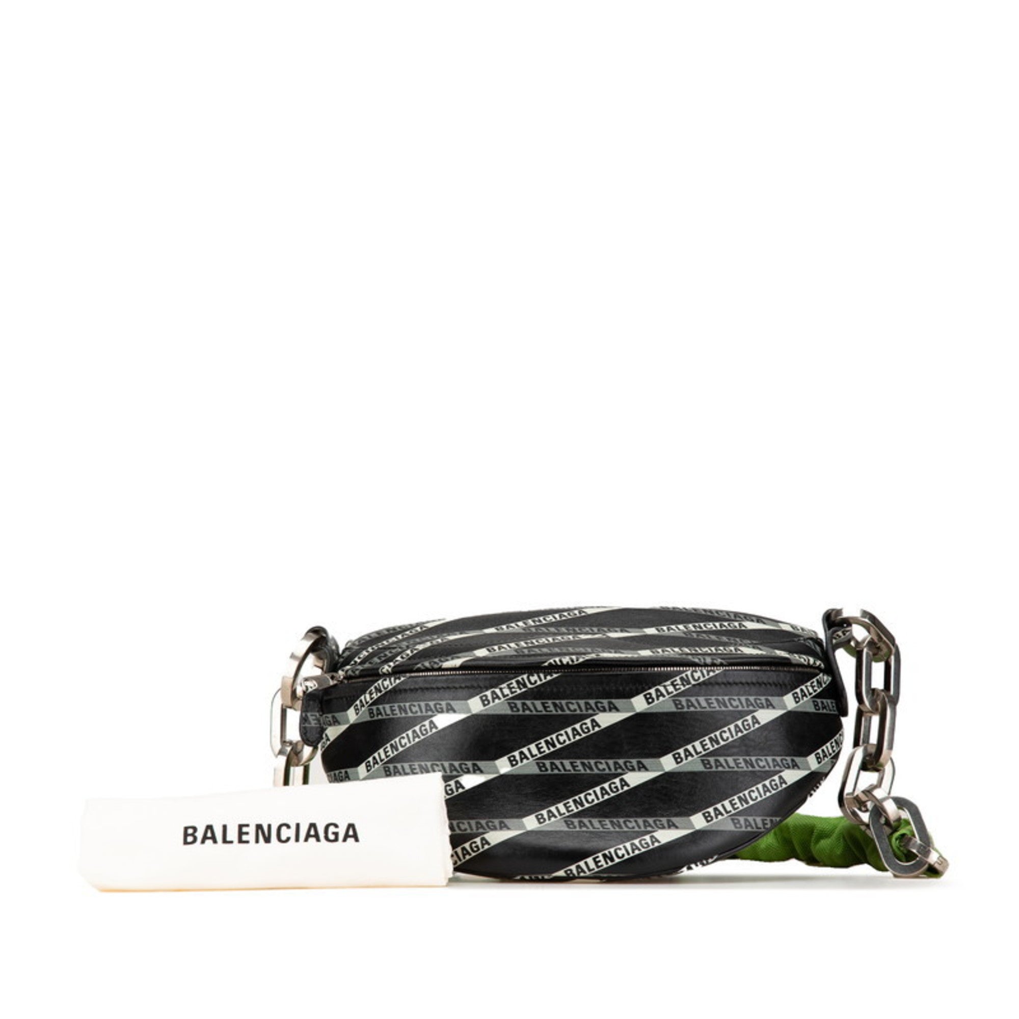 Balenciaga Black Green Leather Fanny Pack