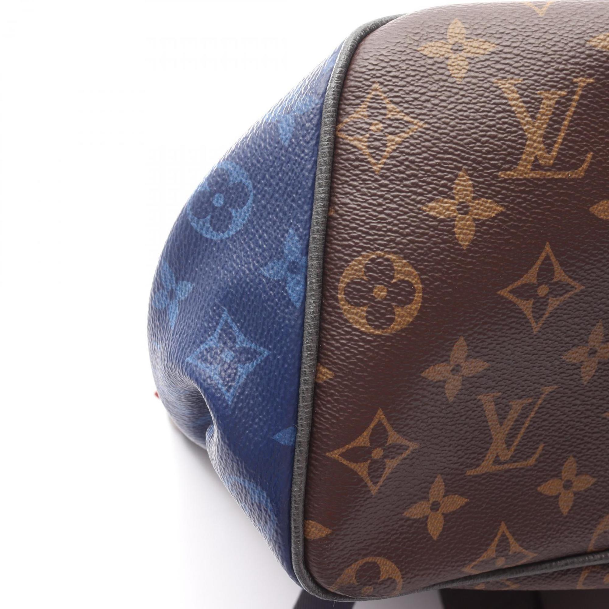 Louis Vuitton Black Blue Brown Monogram Pvc Coated Canvas Leather Backpack