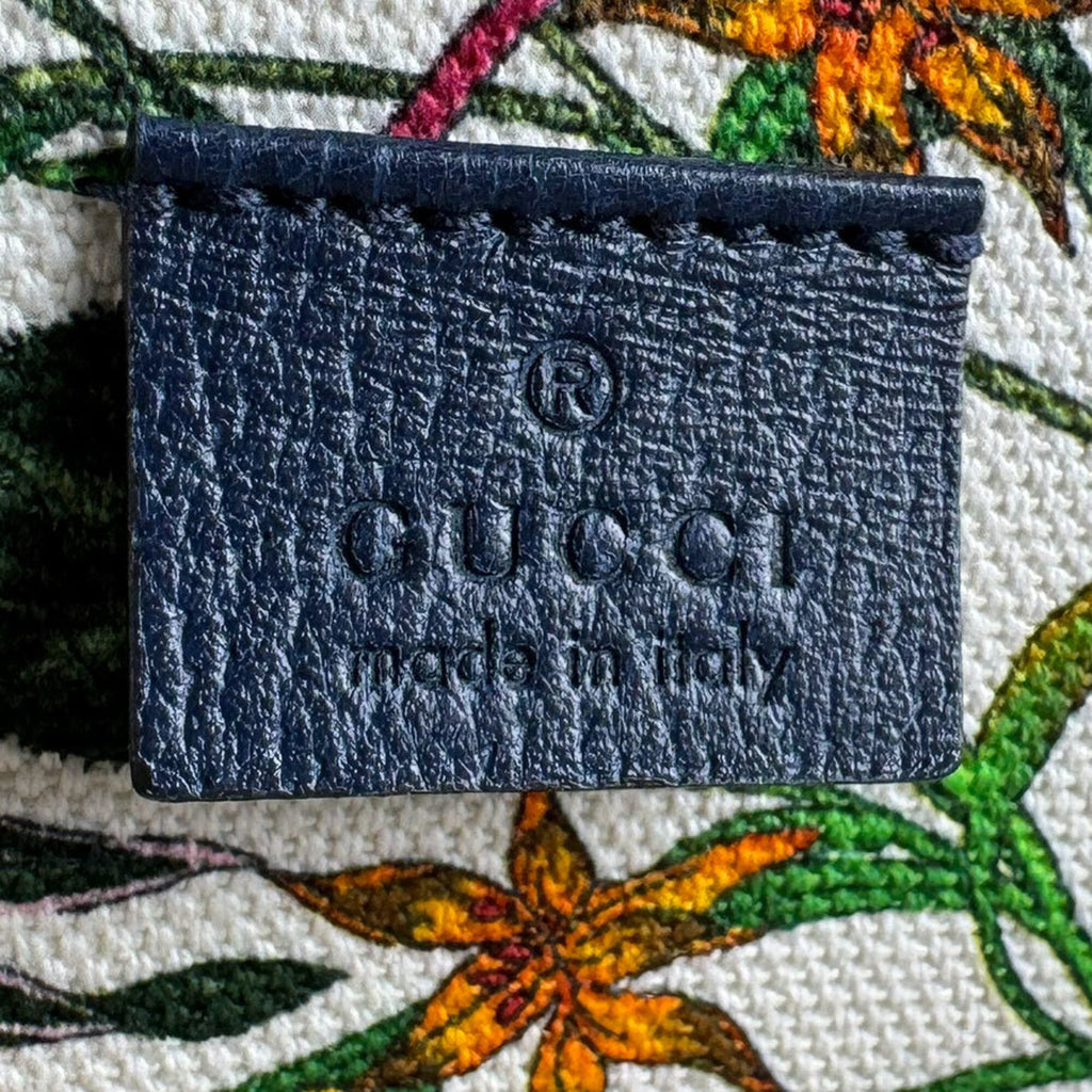 Gucci Multi-Color Navy Canvas Leather Handbag Shoulder Bag (Pre-Owned)