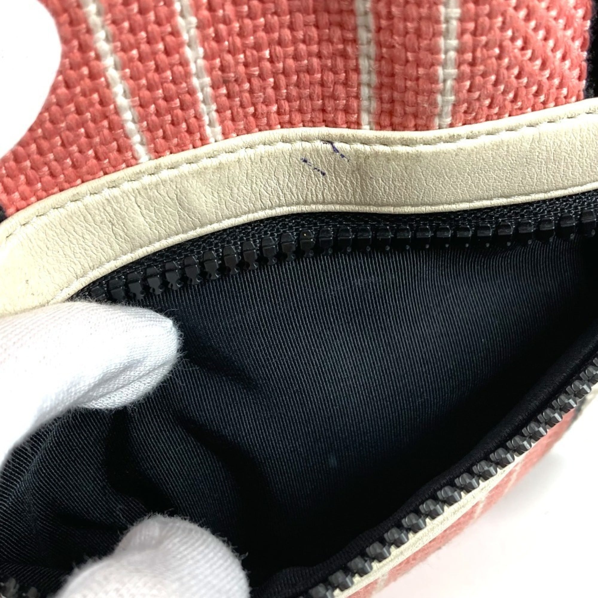Chanel Black Pink White Canvas Leather Shoulder Bag Tote Bag