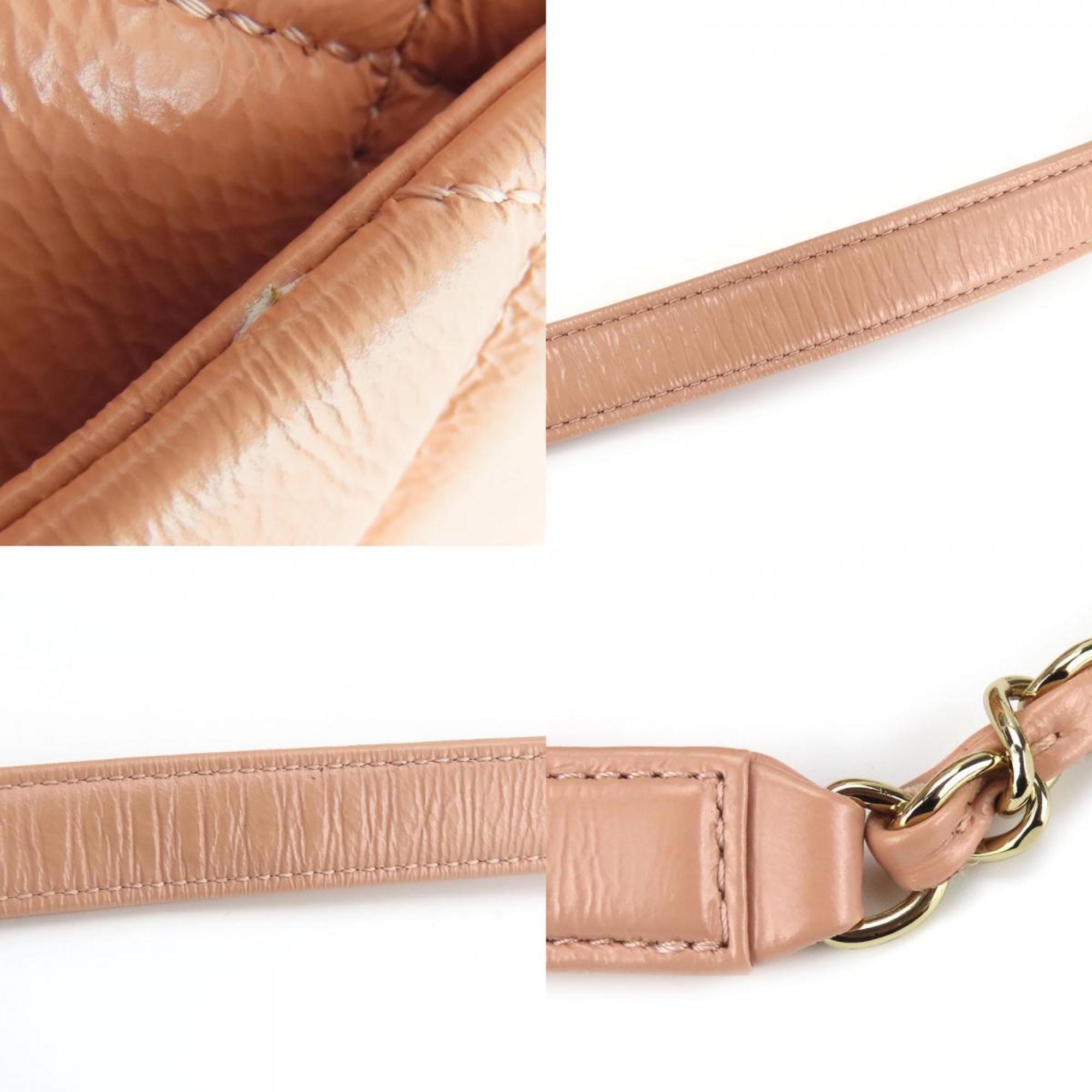 Chanel Beige Peach Leather Shoulder Bag