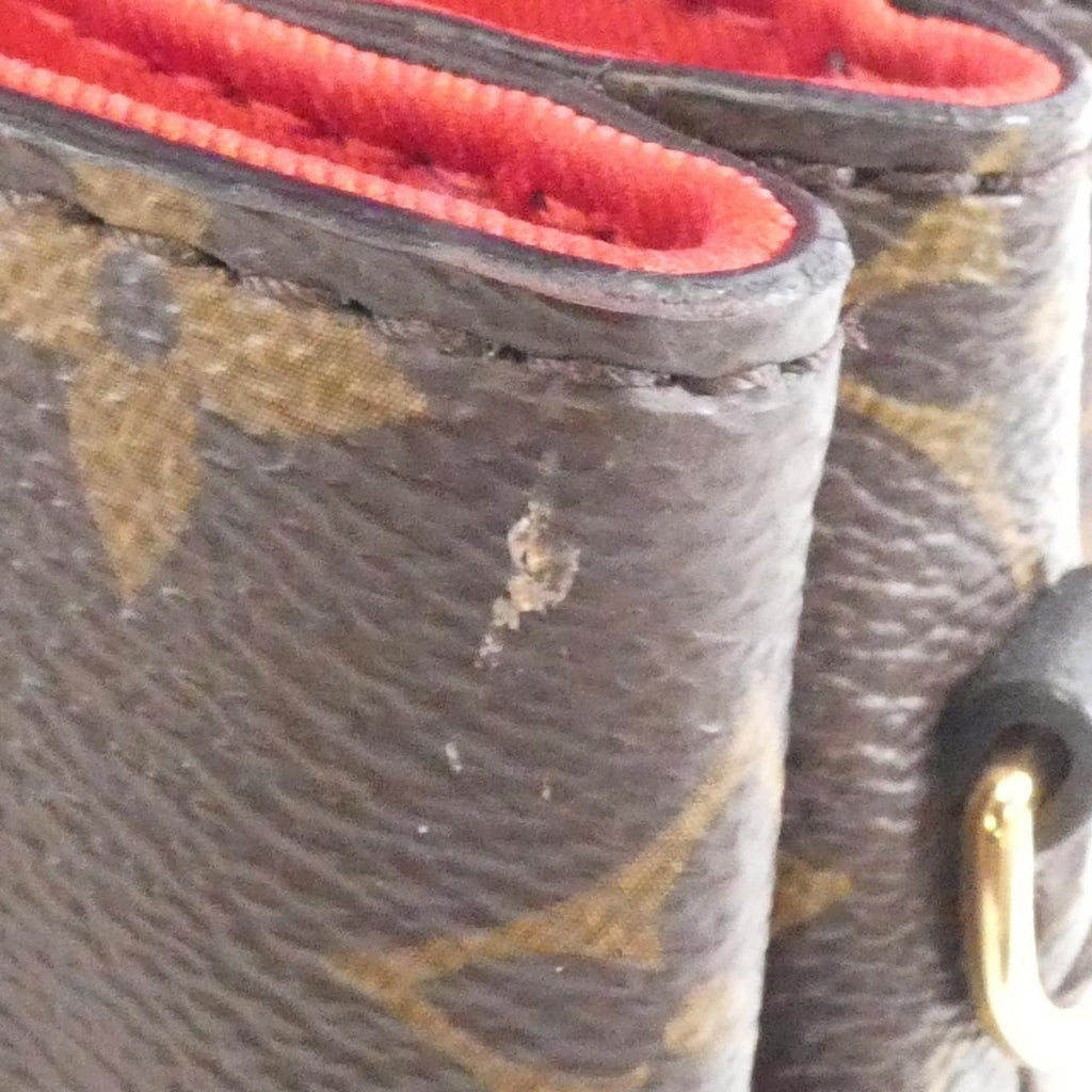 Louis Vuitton Coquelicots Marron Peche Coated Canvas Handbag