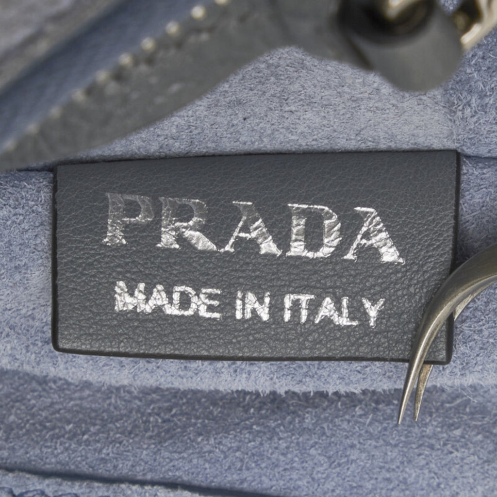 Prada Blue Light Blue Gray Leather Shoulder Bag Tote Bag