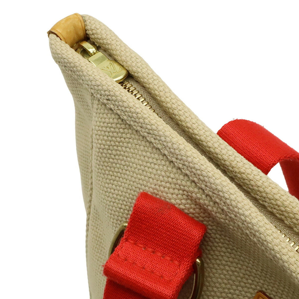 Louis Vuitton Beige Red Color Canvas Shoulder Bag Tote Bag
