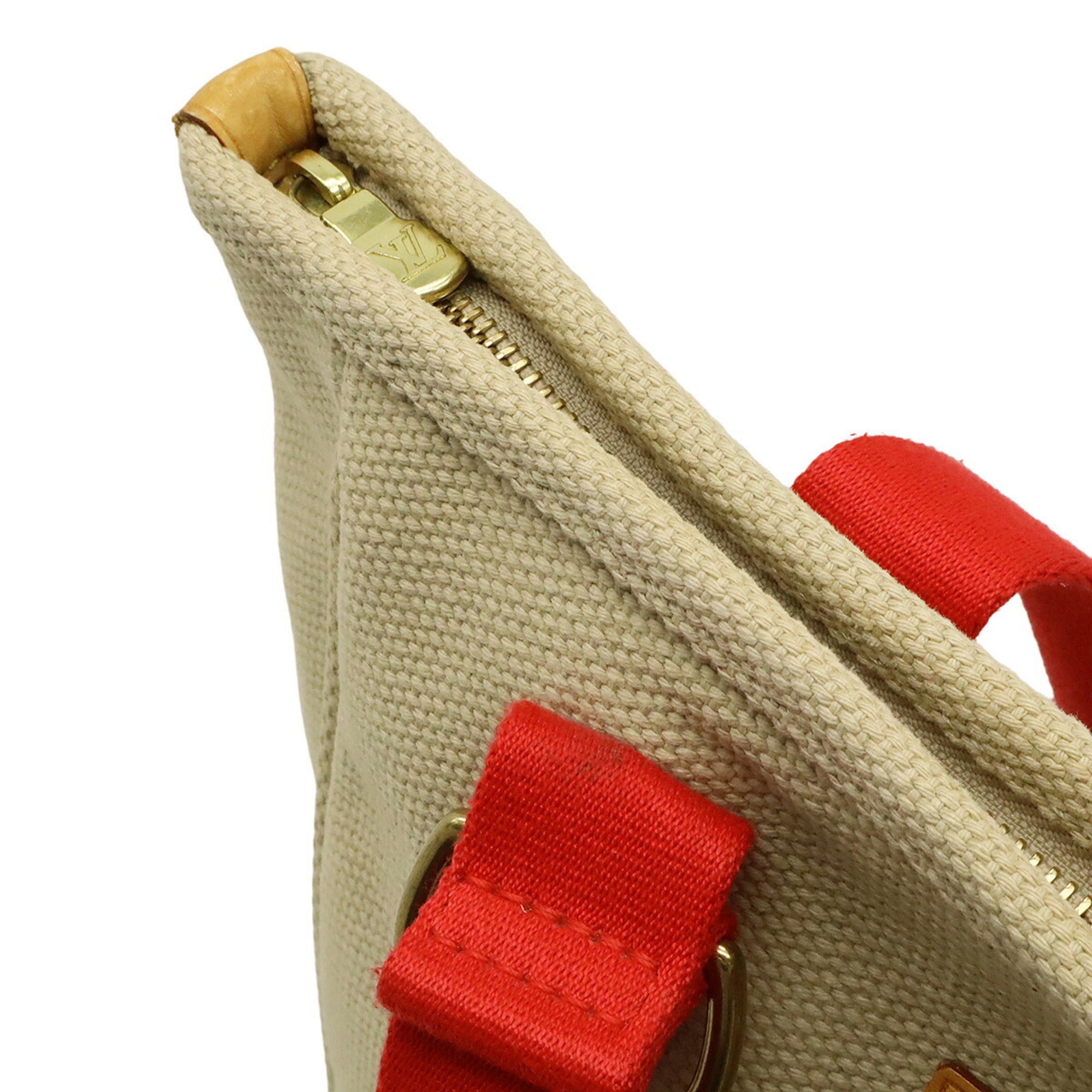 Louis Vuitton Beige Red Color Canvas Shoulder Bag Tote Bag