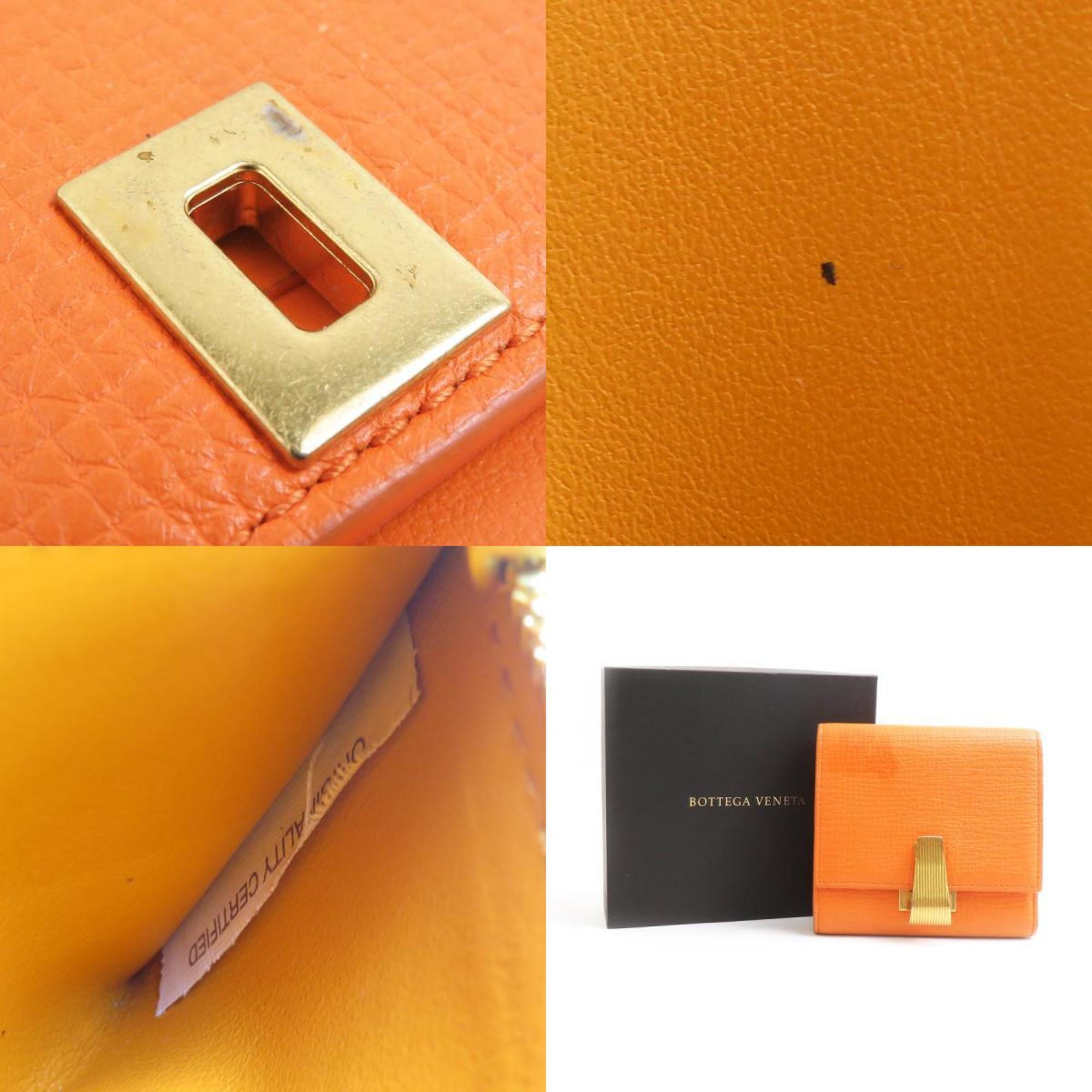 Bottega Veneta Orange Leather Wallet (Tri-Fold)