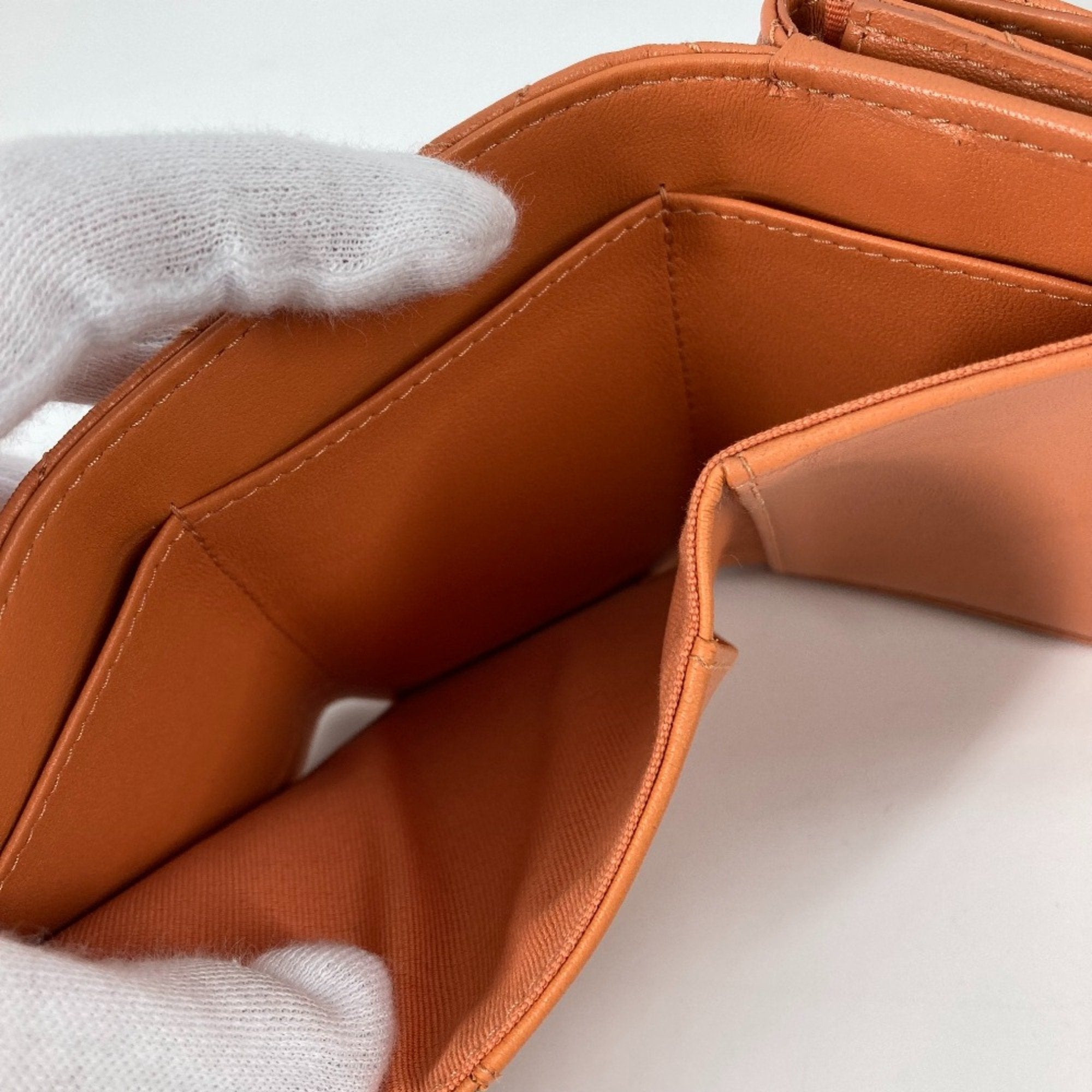 Chanel Orange Leather Wallet (Tri-Fold)