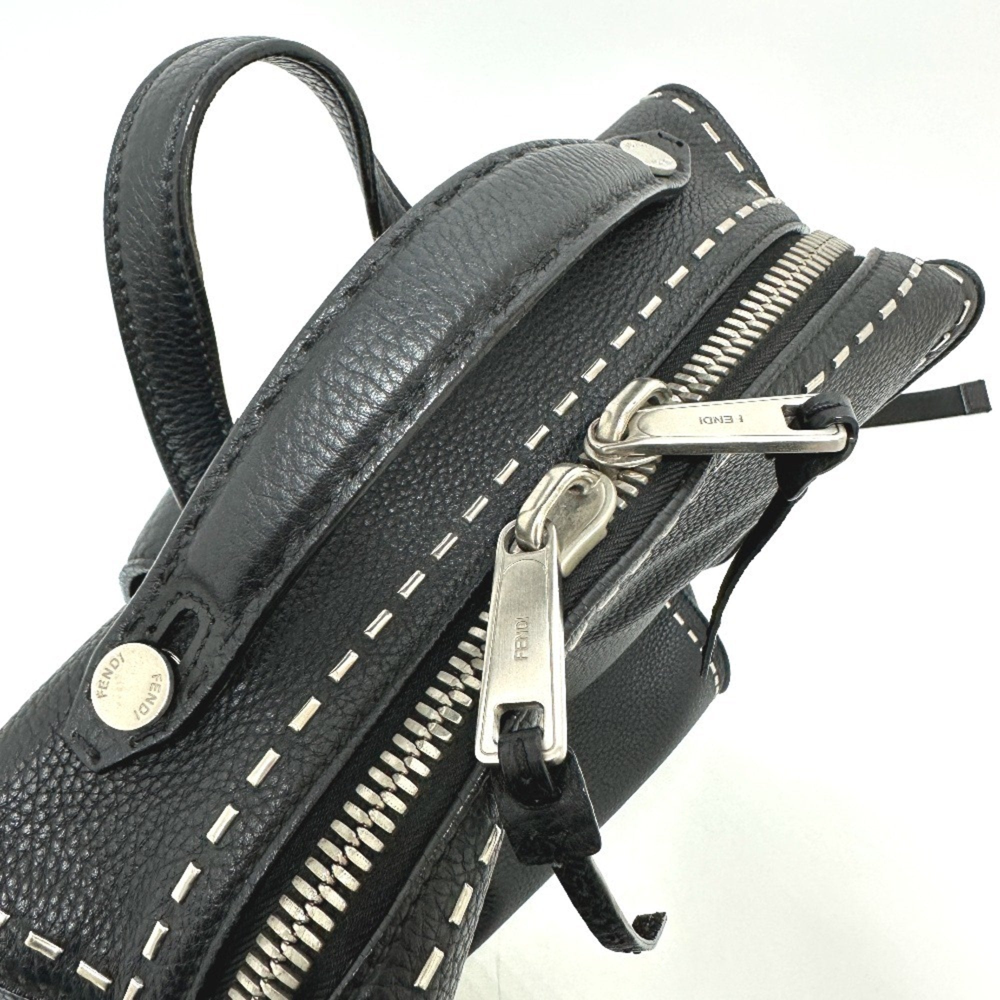 Fendi Black Leather Backpack
