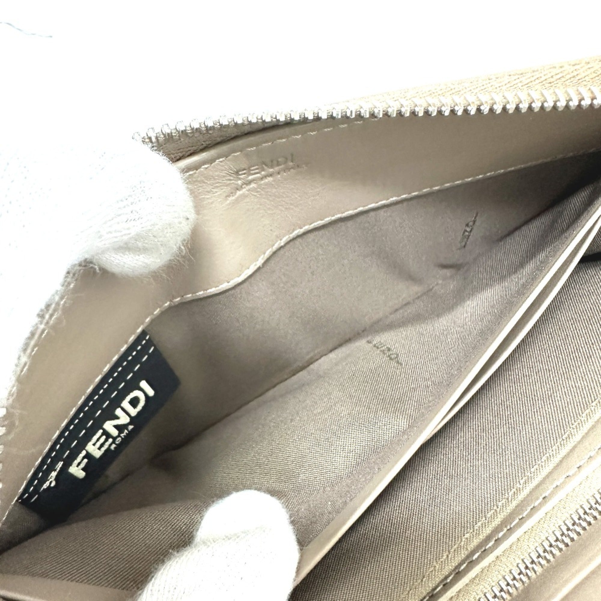 Fendi Beige Leather Long Wallet (Bi-Fold)