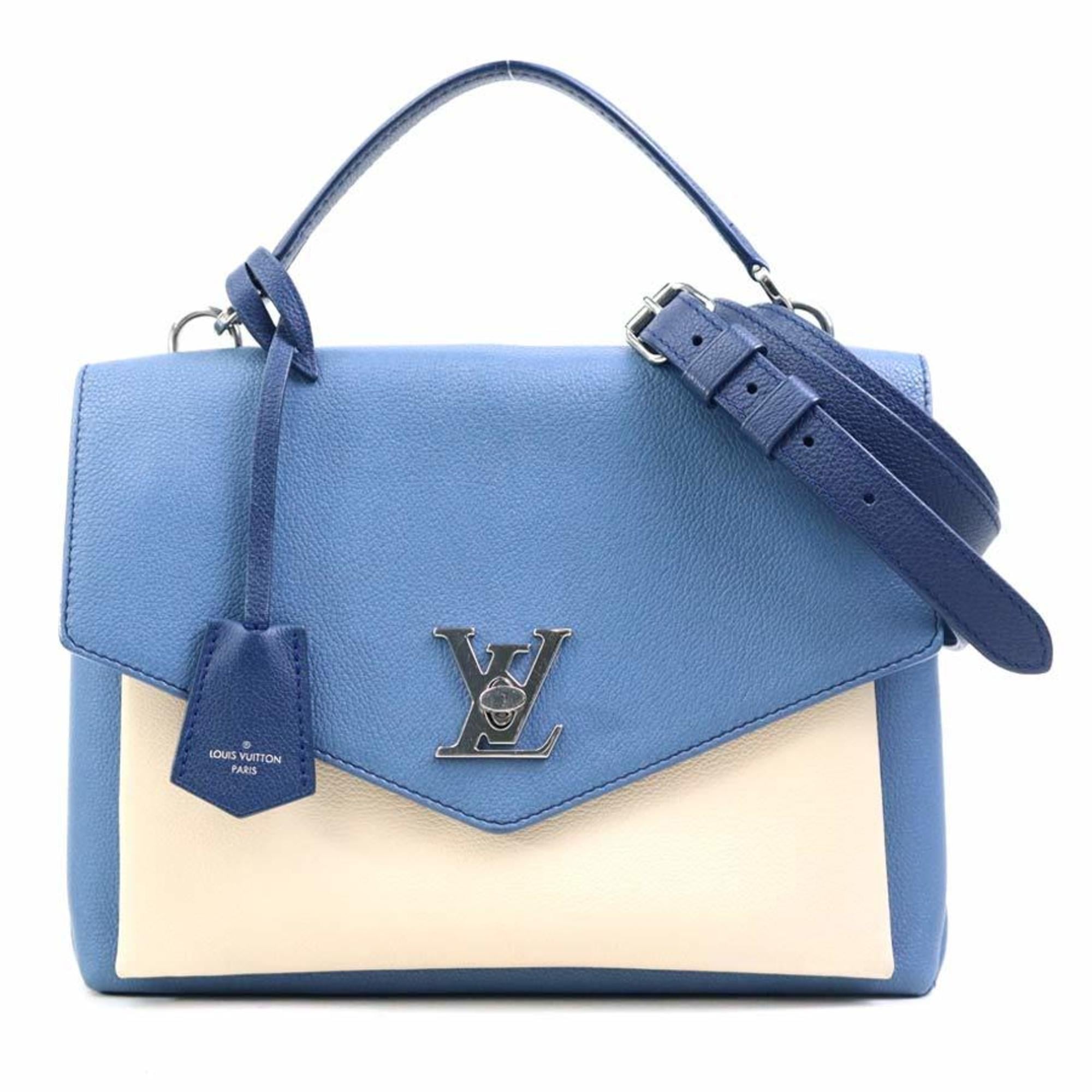 Louis Vuitton Blue Ivory Leather Handbag Shoulder Bag