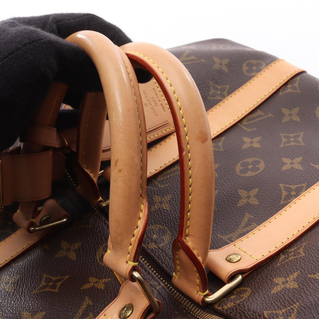 Louis Vuitton Brown Coated Canvas Leather Boston Bag