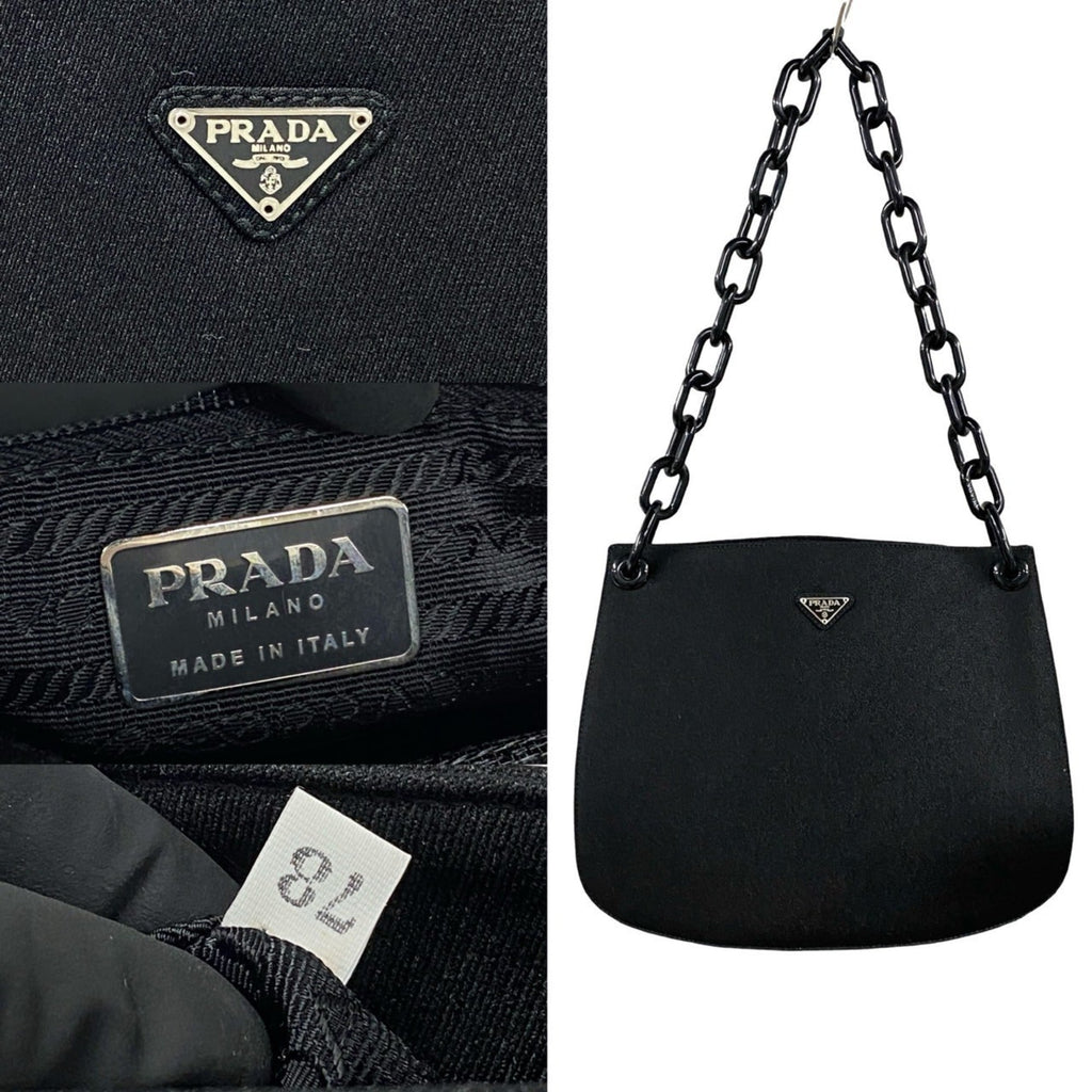 Prada Black Canvas Plastic Shoulder Bag