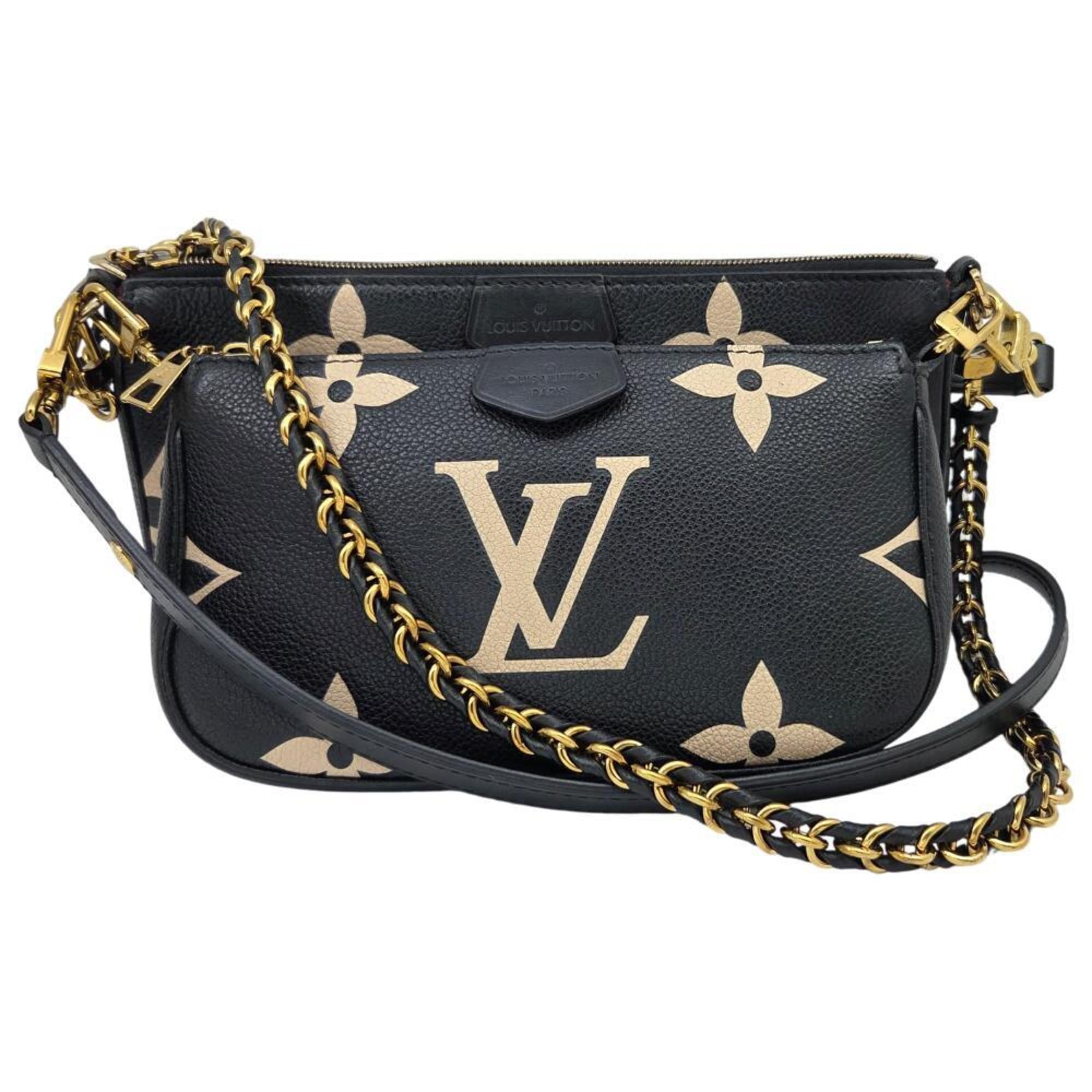 Louis Vuitton Beige Black Monogram Empreinte Pochette Shoulder Bag