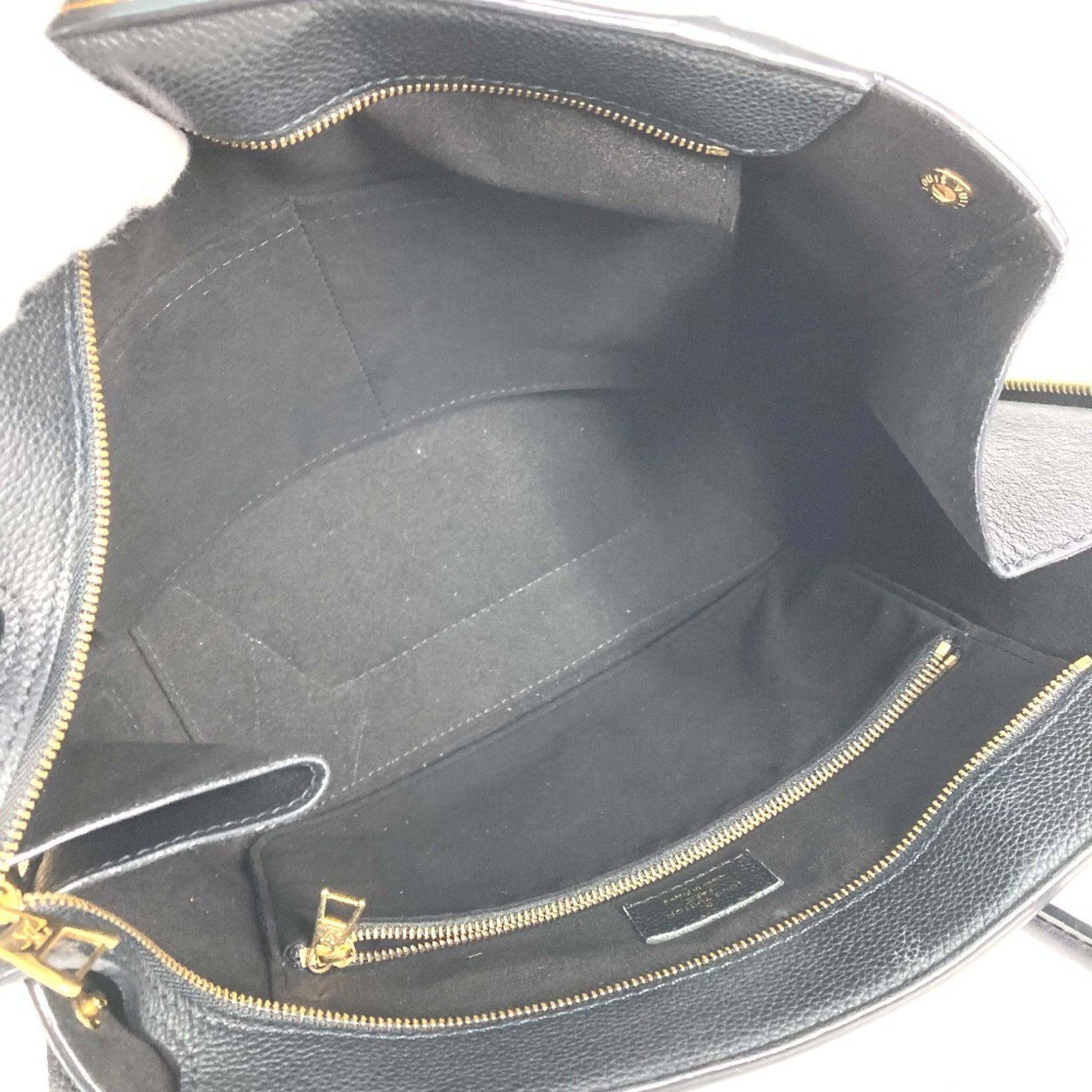 Louis Vuitton Black Noir Leather Handbag Shoulder Bag Tote Bag