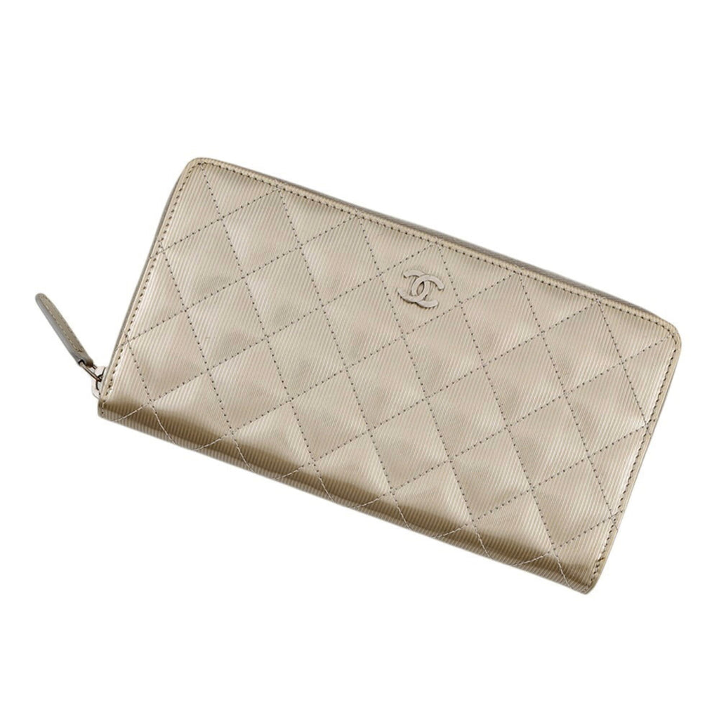 Chanel Champagne Gold Patent Leather Coin Purse/Coin Case