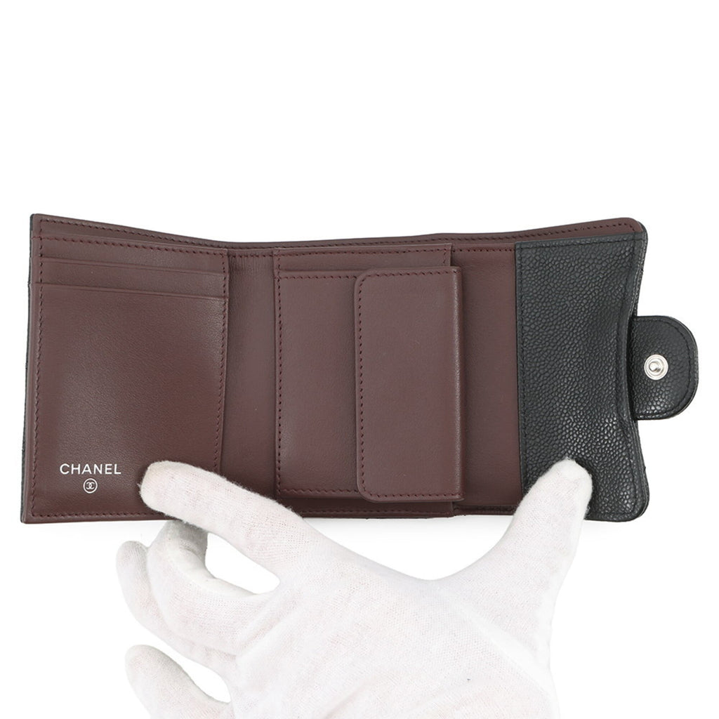 Chanel Black Grained Calfskin Wallet (Tri-Fold)