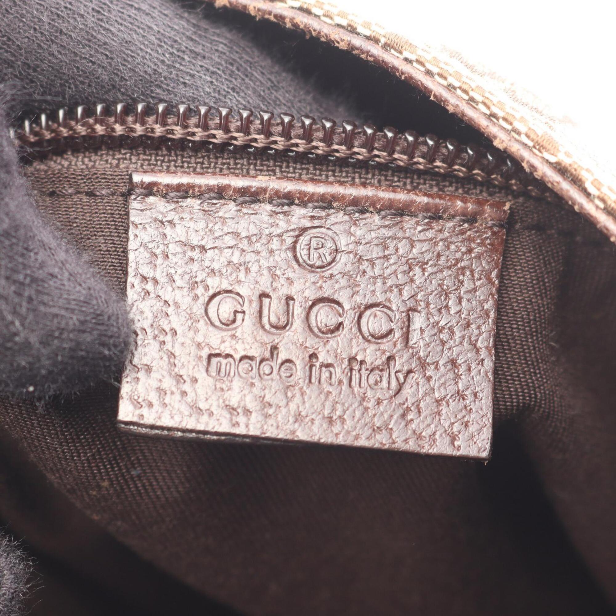 Gucci Beige Brown Canvas Leather Handbag Shoulder Bag (Pre-Owned)
