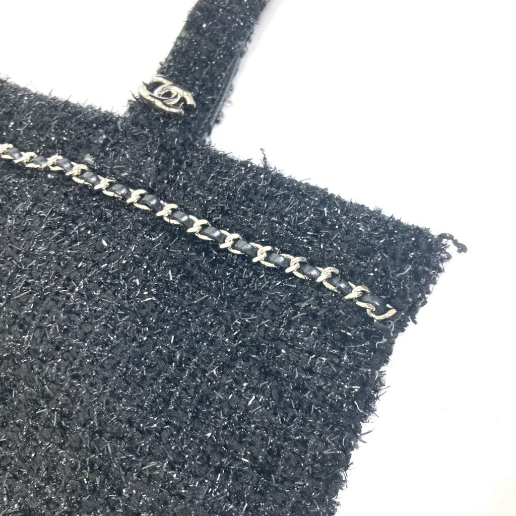 Chanel Black Tweed Shopping Bag Tote Bag
