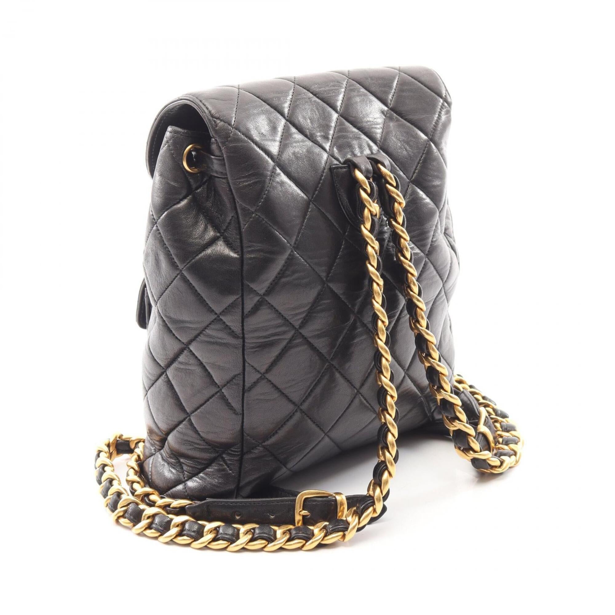 Chanel Black Leather Backpack Handbag