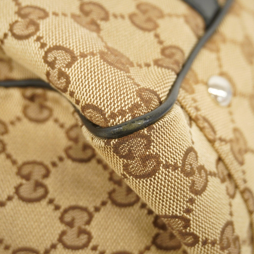 Gucci Beige Black Canvas Tote Bag (Pre-Owned)
