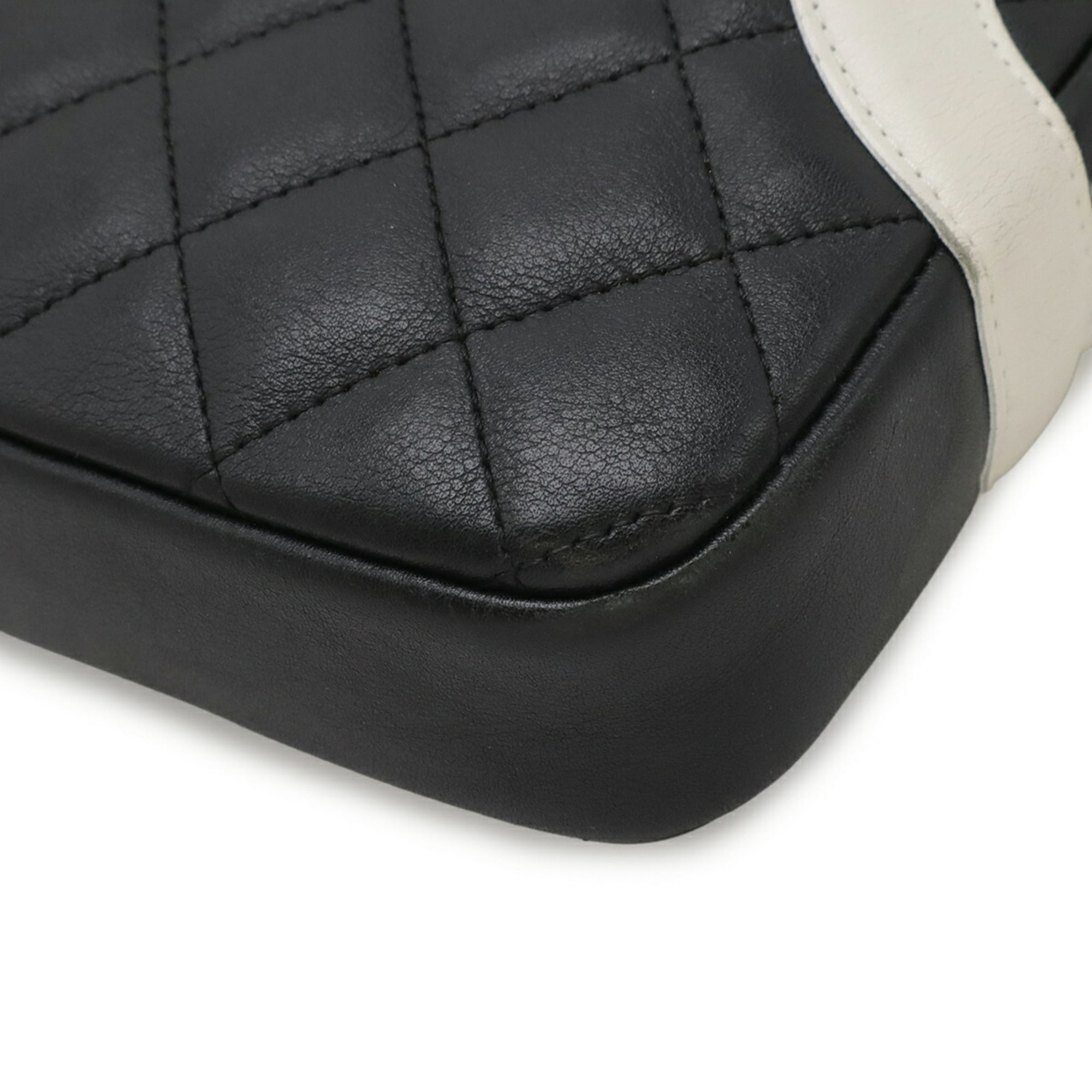 Chanel Black White Leather Shoulder Bag