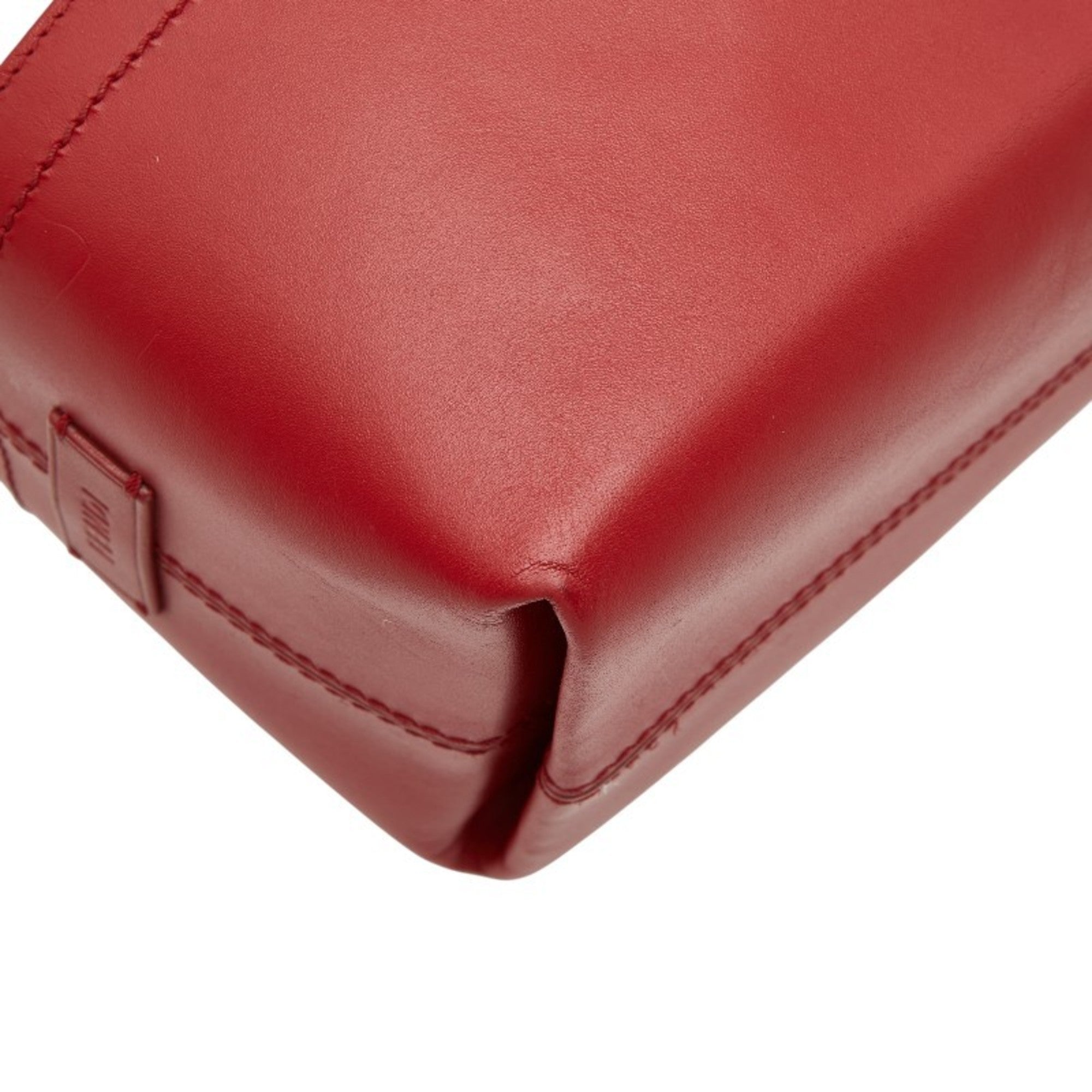 Fendi Selleria Red Brown Leather Tote Bag