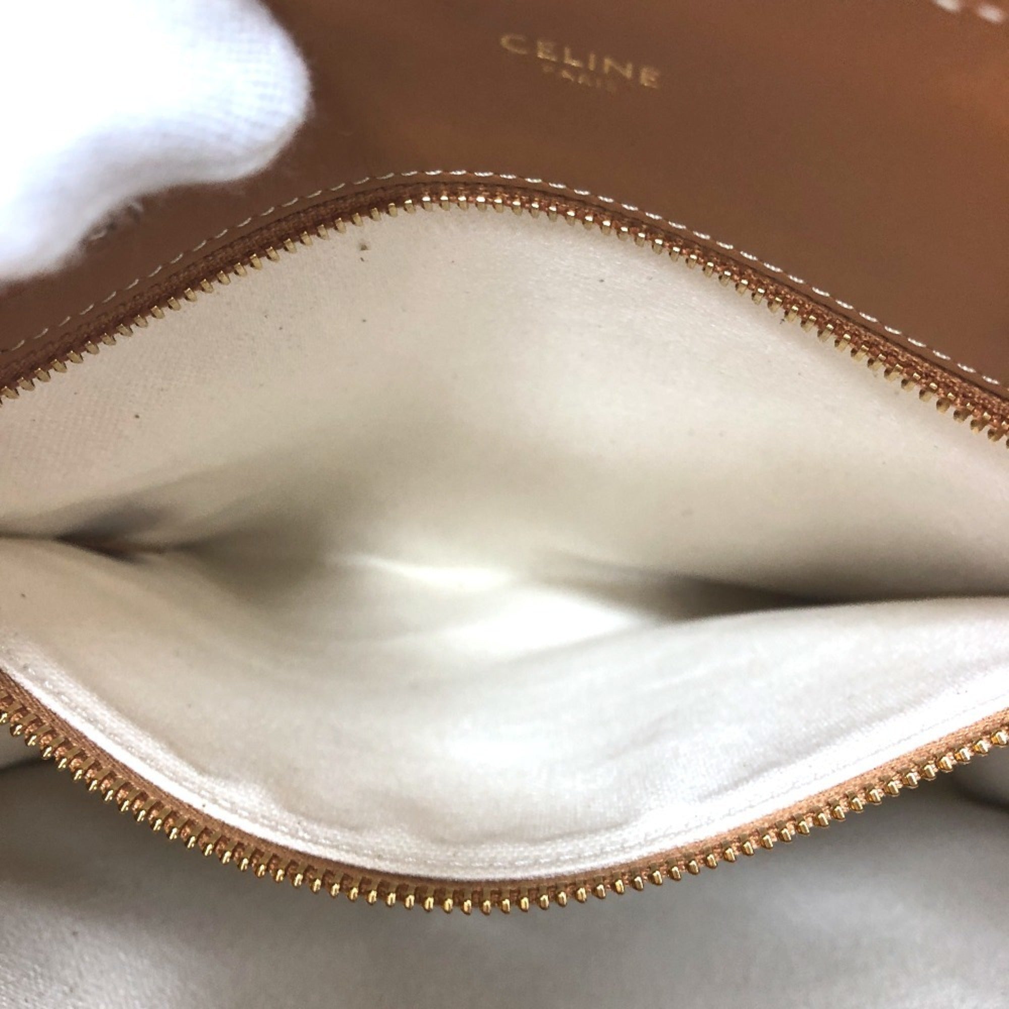 Celine Cabas Beige Brown Leather Canvas Handbag Shoulder Bag Tote Bag