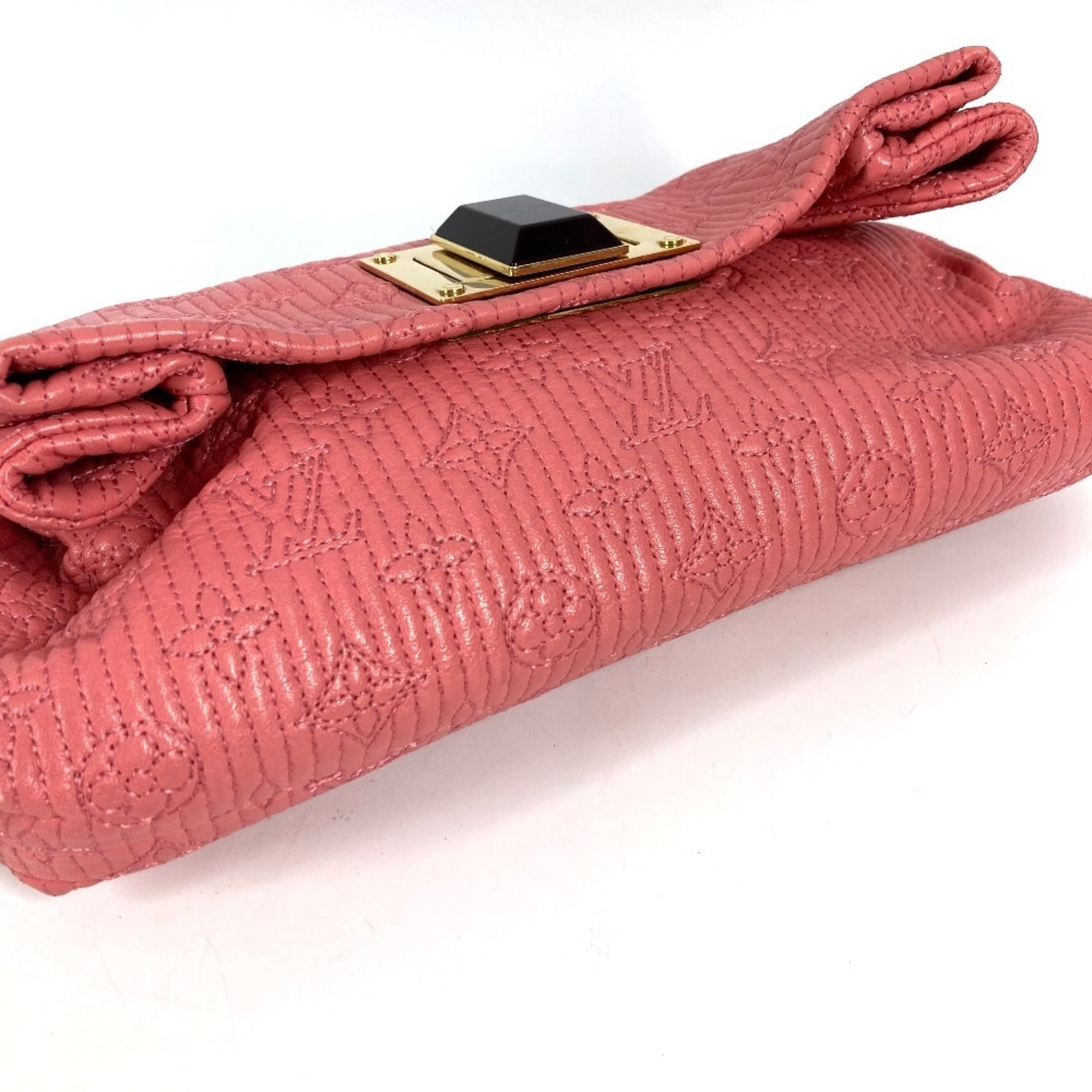 Louis Vuitton Pink Rose Leather Clutch Bag
