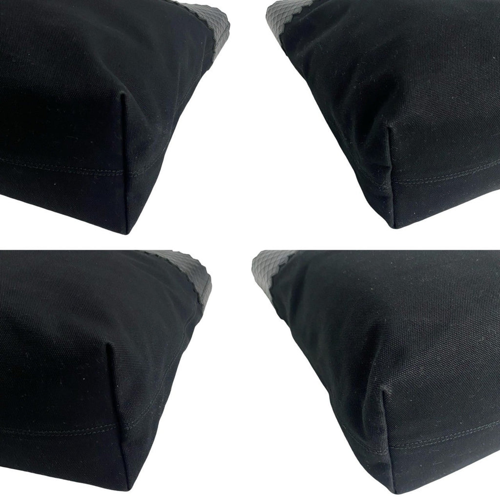 Bottega Veneta Black Leather Canvas Handbag Tote Bag