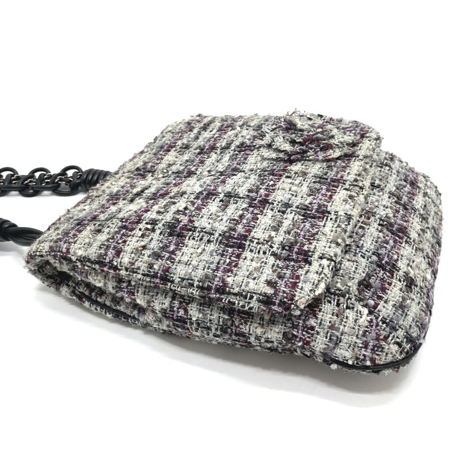 Chanel Gray Tweed Shoulder Bag
