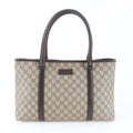 Gucci Beige Brown Leather Coated Canvas Handbag Shoulder Bag Tote Bag (Pre-Owned)
