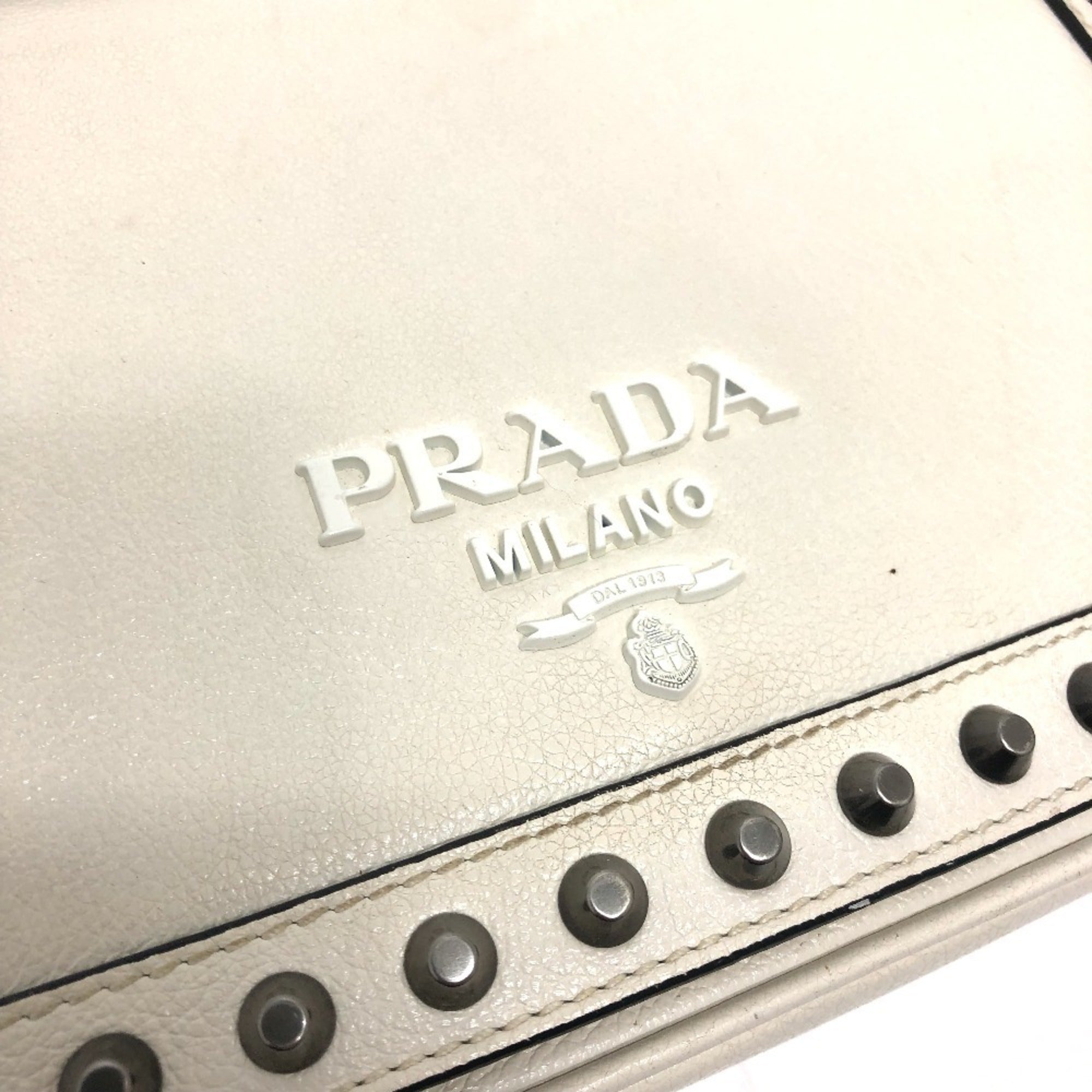 Prada White Leather Shoulder Bag