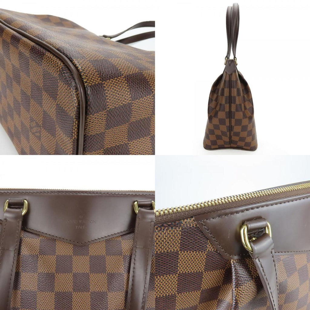 Louis Vuitton Brown Damier Canvas Leather Tote Bag