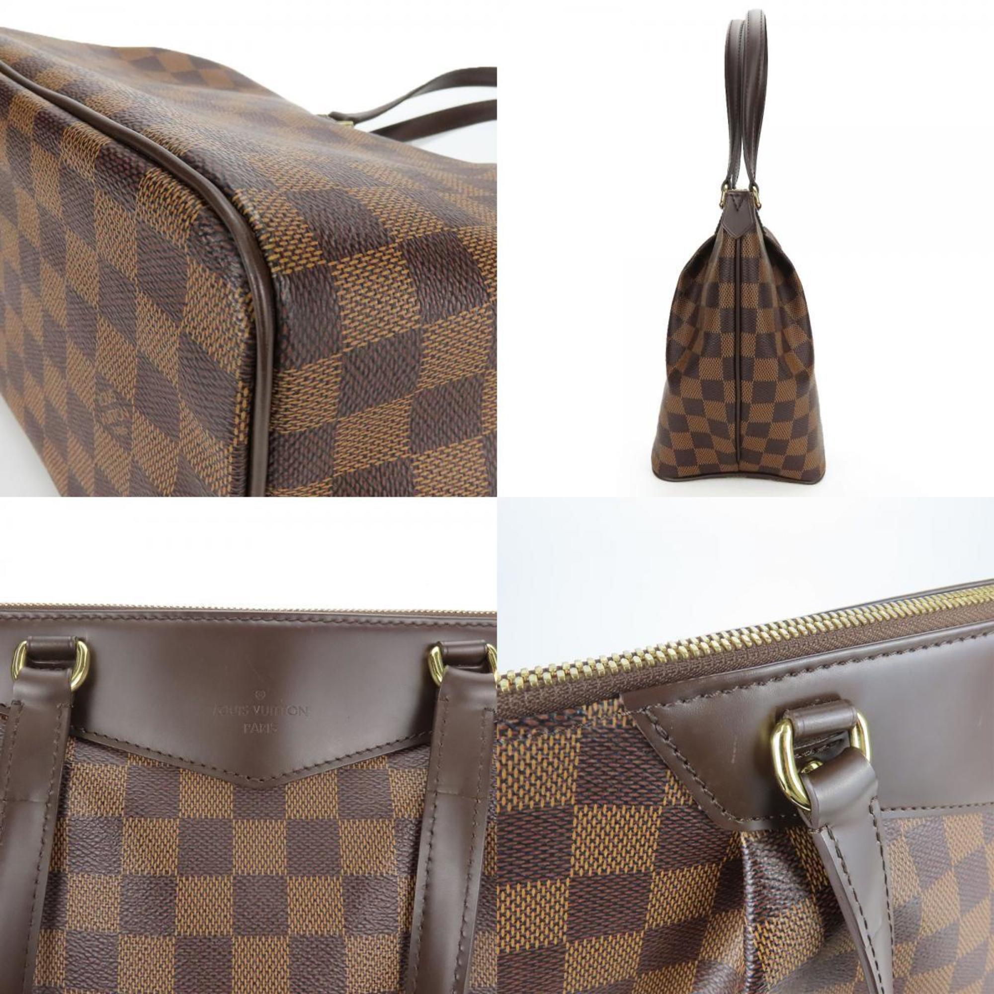 Louis Vuitton Brown Damier Canvas Leather Tote Bag