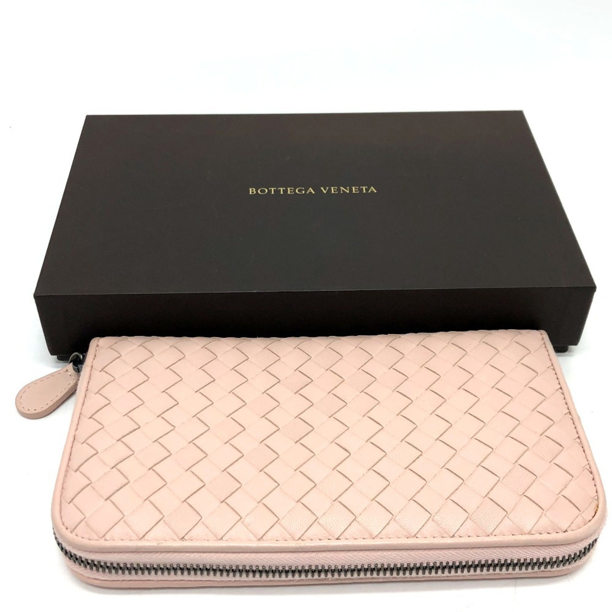 Bottega Veneta Pink Intrecciato Long Wallet (Bi-Fold)