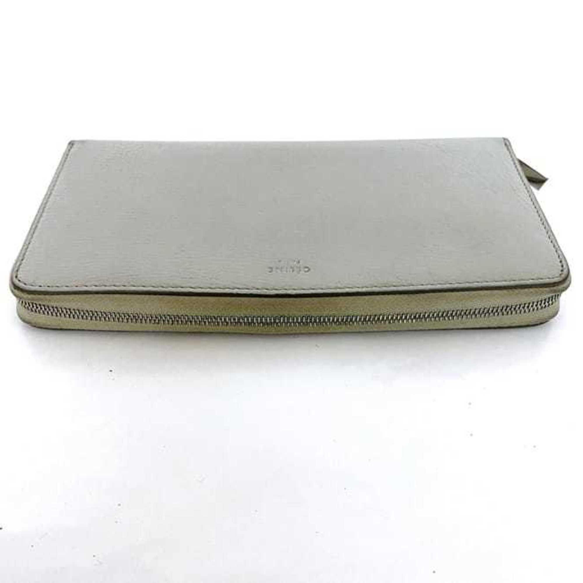 Celine Gray Leather Long Wallet (Bi-Fold)