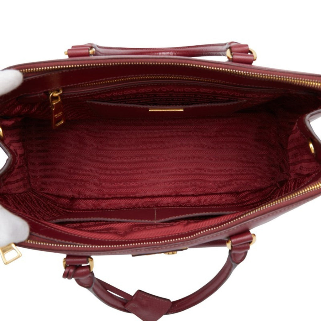 Prada Bordeaux Red Color Wine Leather Handbag Shoulder Bag