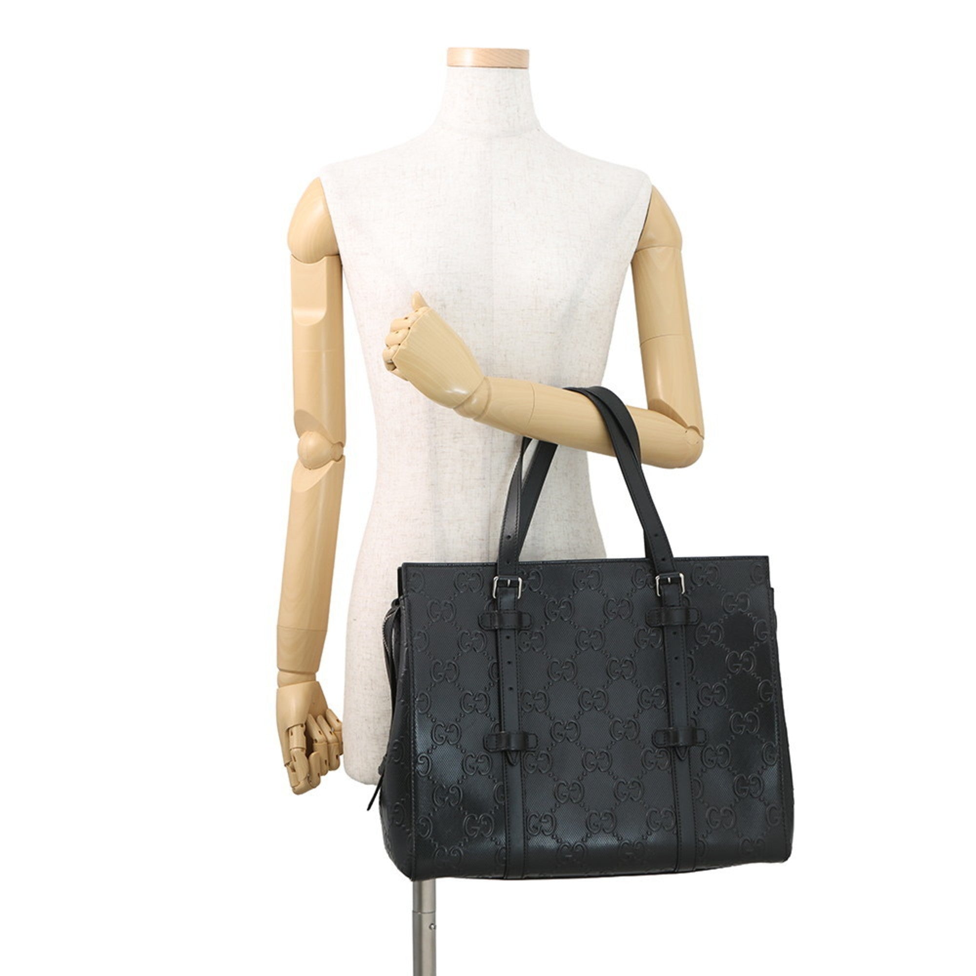 Gucci Black Leather Handbag Tote Bag (Pre-Owned)