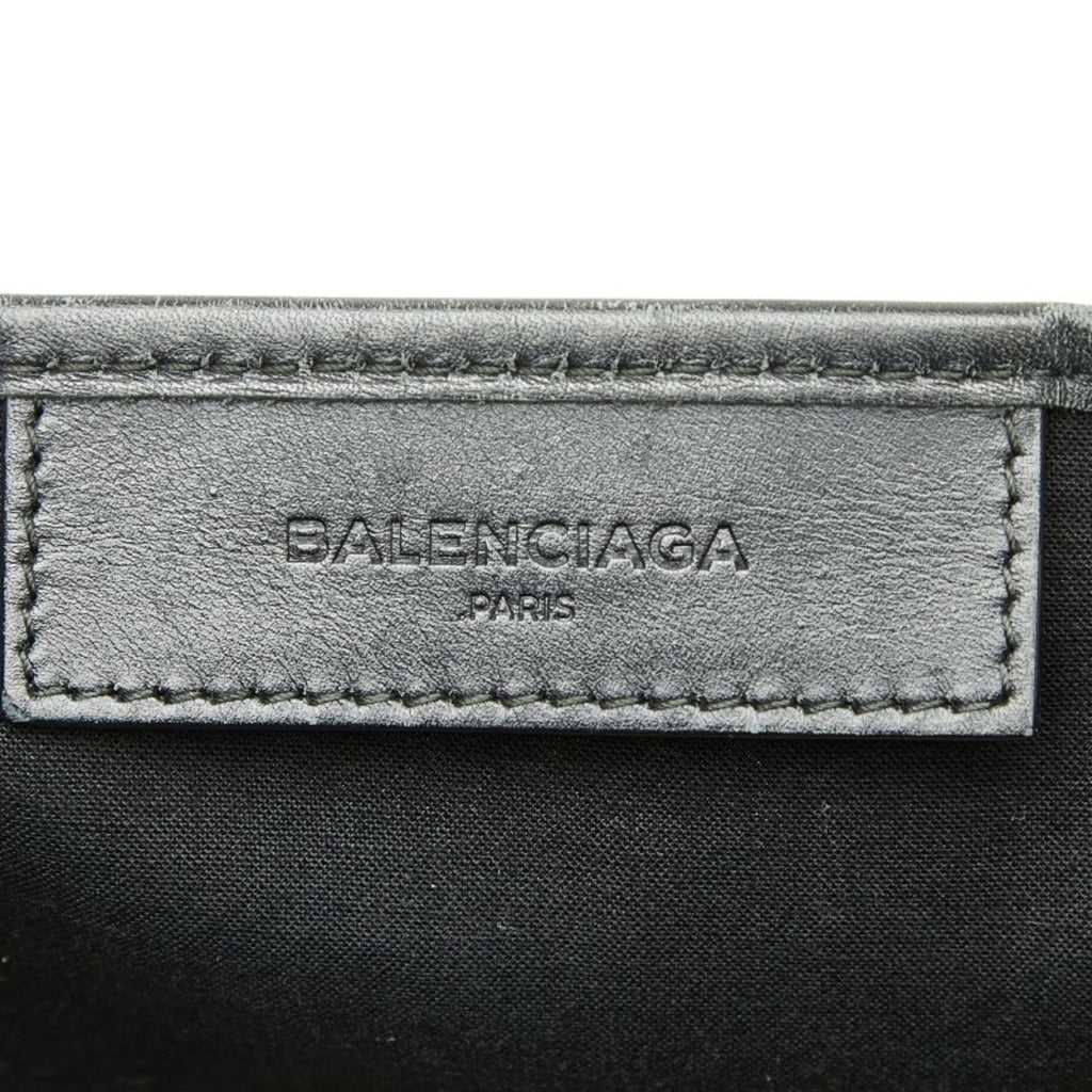 Balenciaga Black White Canvas Leather Handbag Pouch Tote