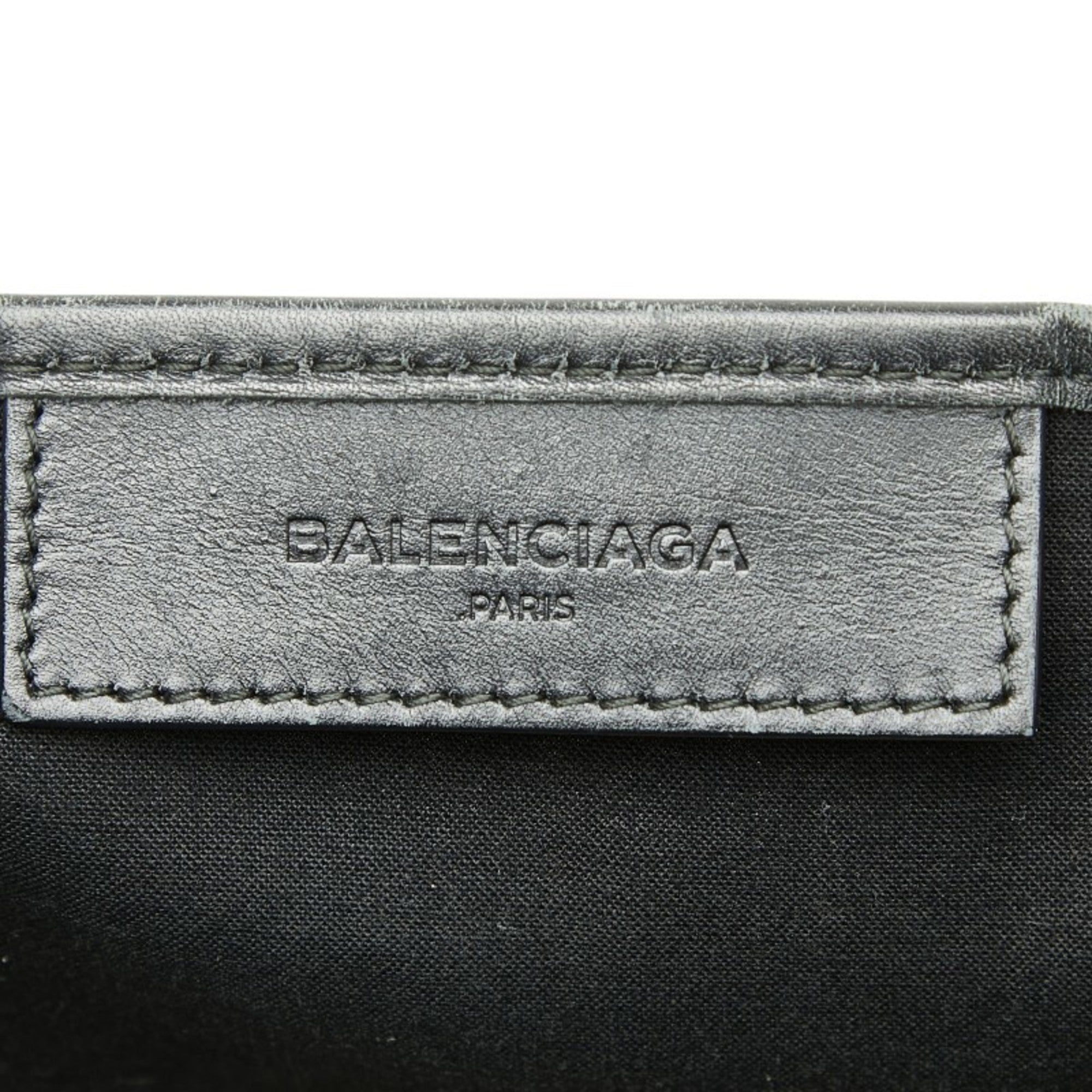 Balenciaga Black White Canvas Leather Handbag Pouch Tote
