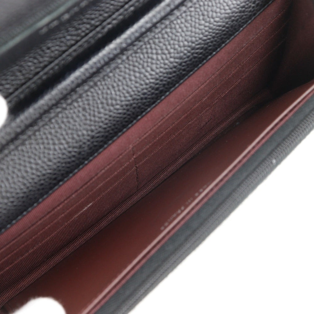 Chanel Black Grained Calfskin Chain/Shoulder Wallet